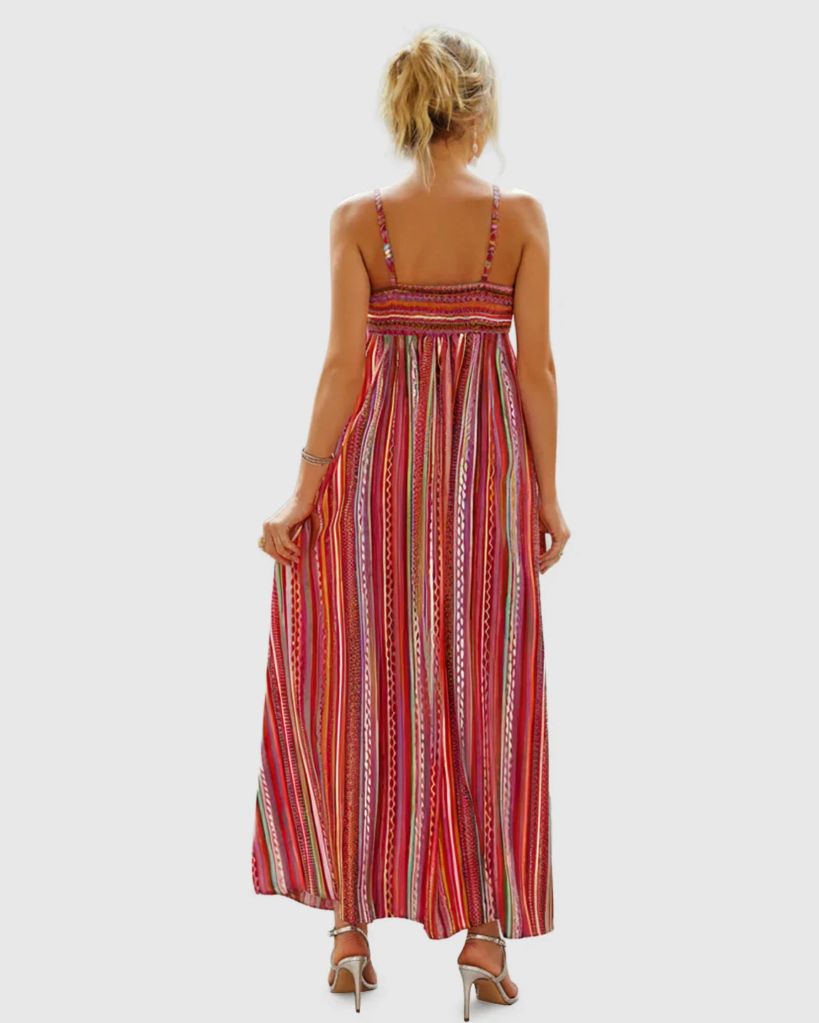 Bump Society – The Comfort Collection: Spaghetti Strap Vibrant Stripe Maternity Maxi Dress