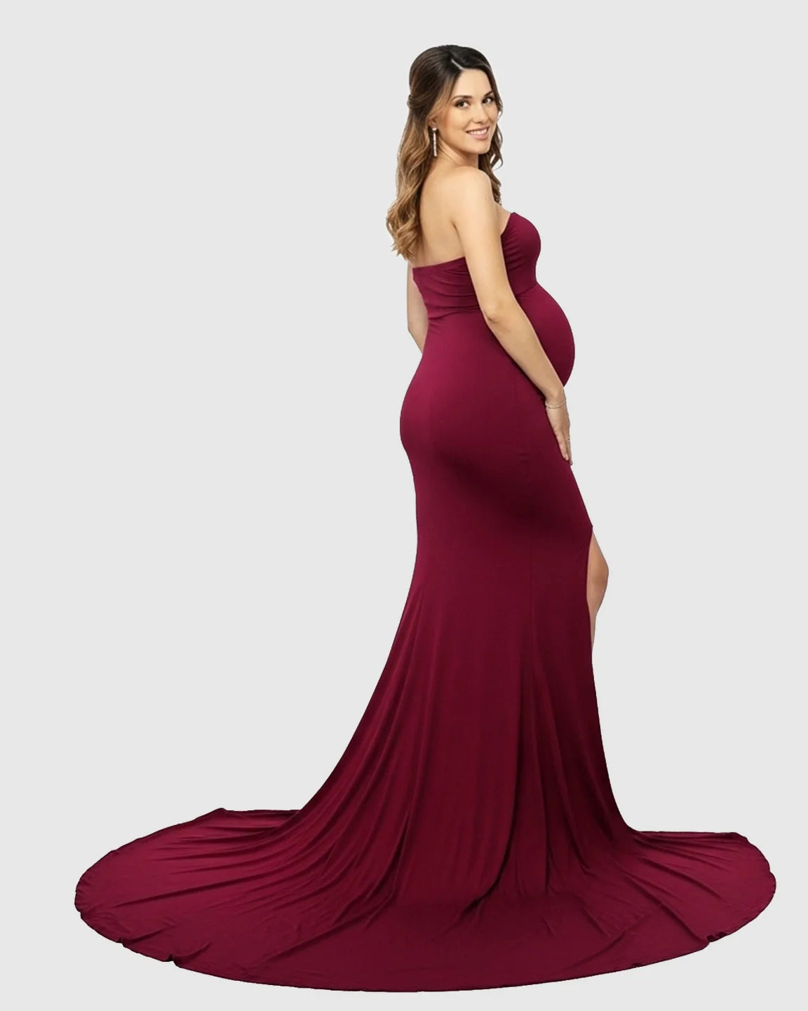 Bump Society – The Comfort Collection: Strapless Sweetheart Neckline Trumpet Silhouette Maternity Gown