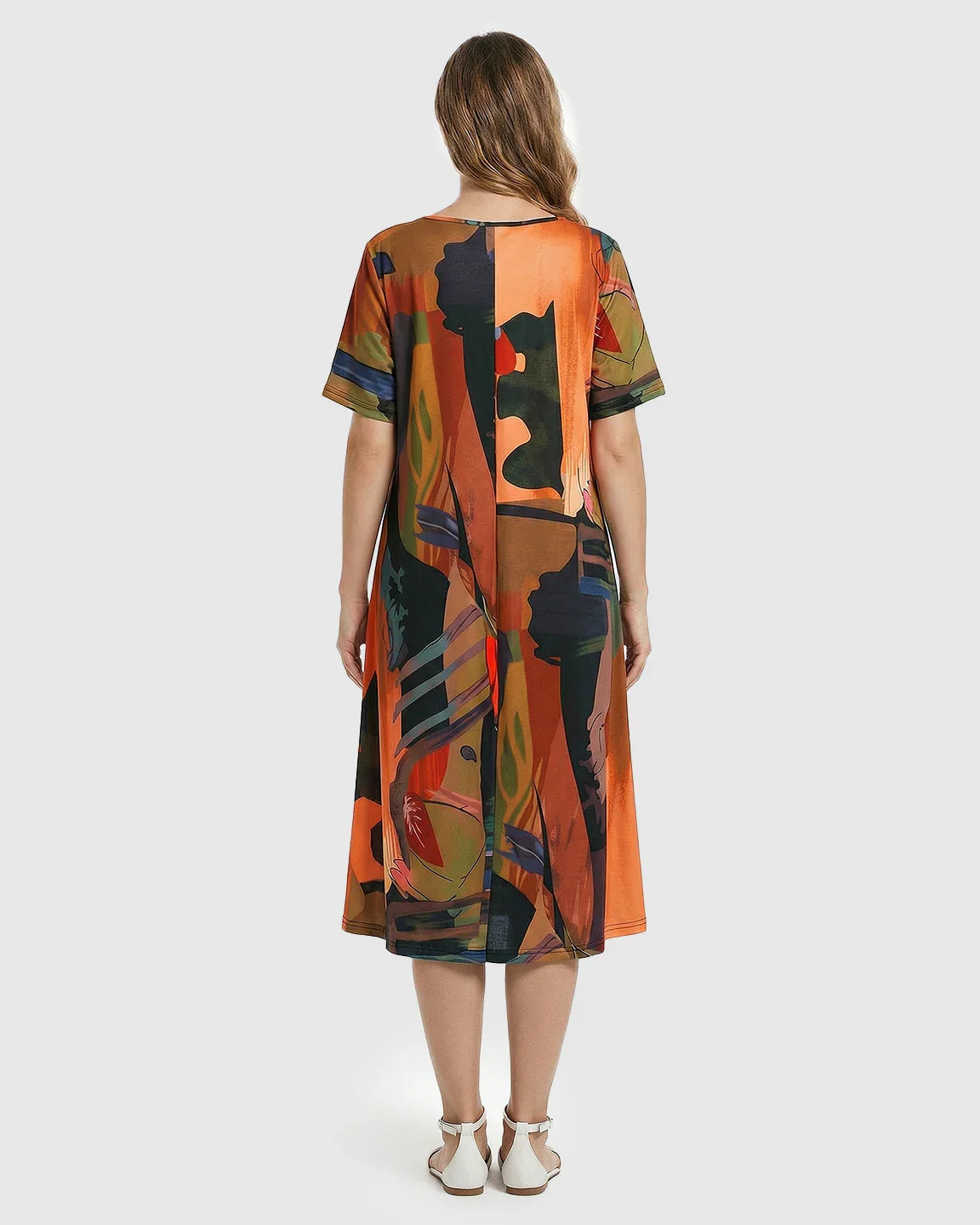 Bump Society – The Comfort Collection: Abstract Print A Line Maternity Midi Dress