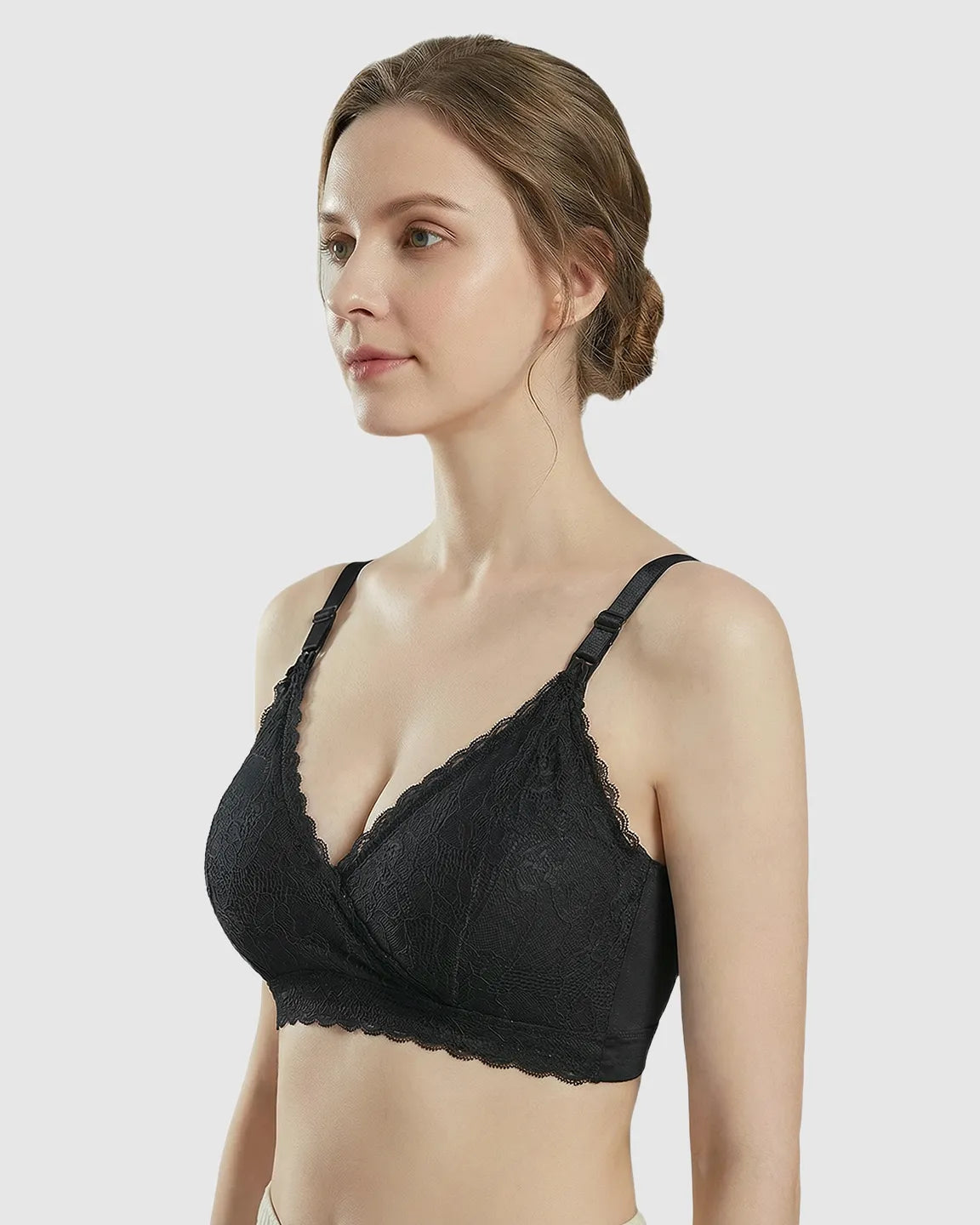 Bump Society – The Nursing Collection: Wire-Free Embroidered Lace Nursing Bra
