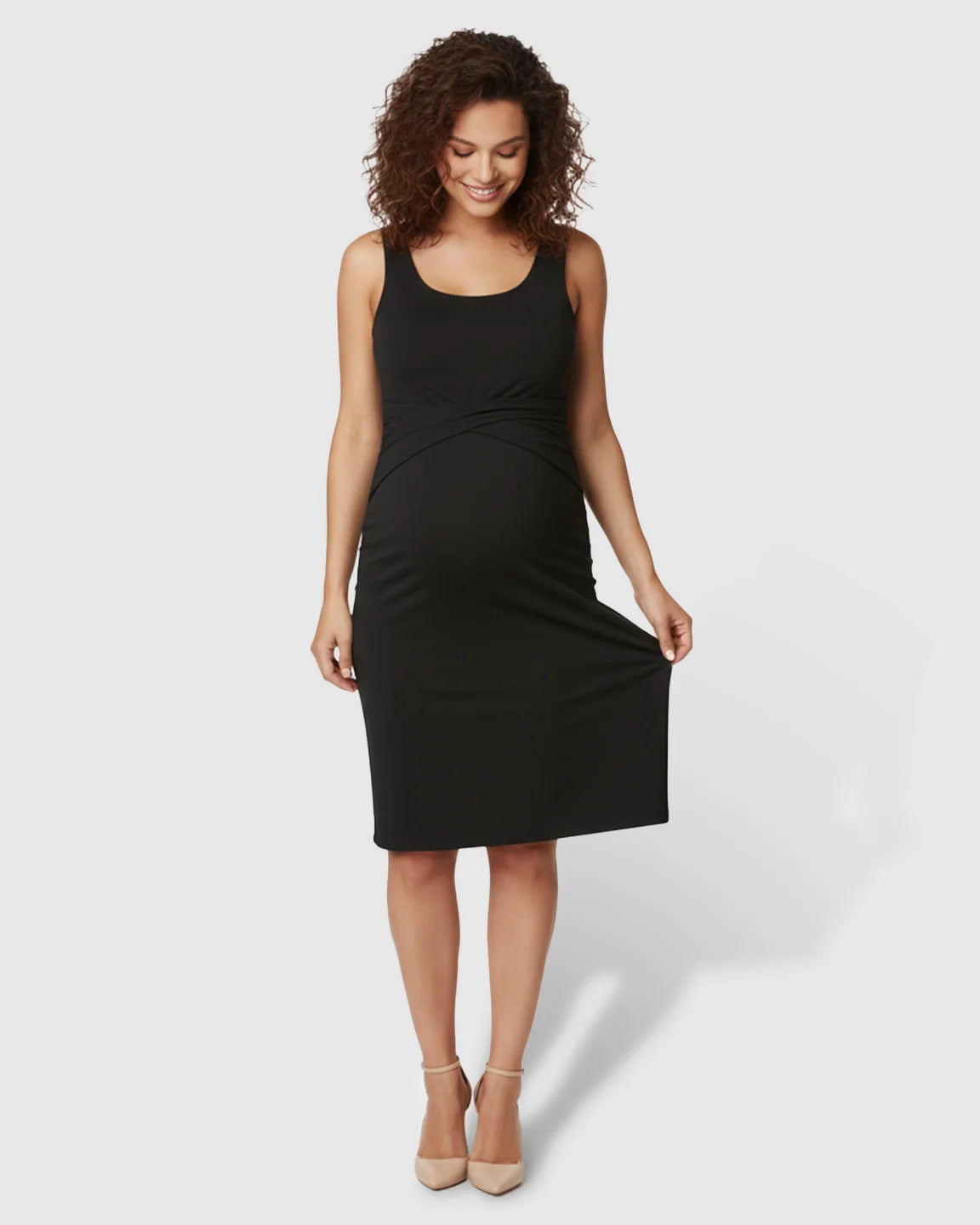 The Comfort Collection: Scoop-Neck Bodycon Maternity Midi Dress