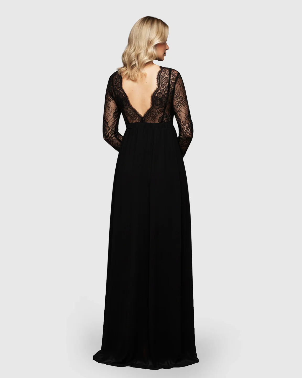Bump Society – The Comfort Collection: Scalloped Lace Neckline Elegant Maternity Gown