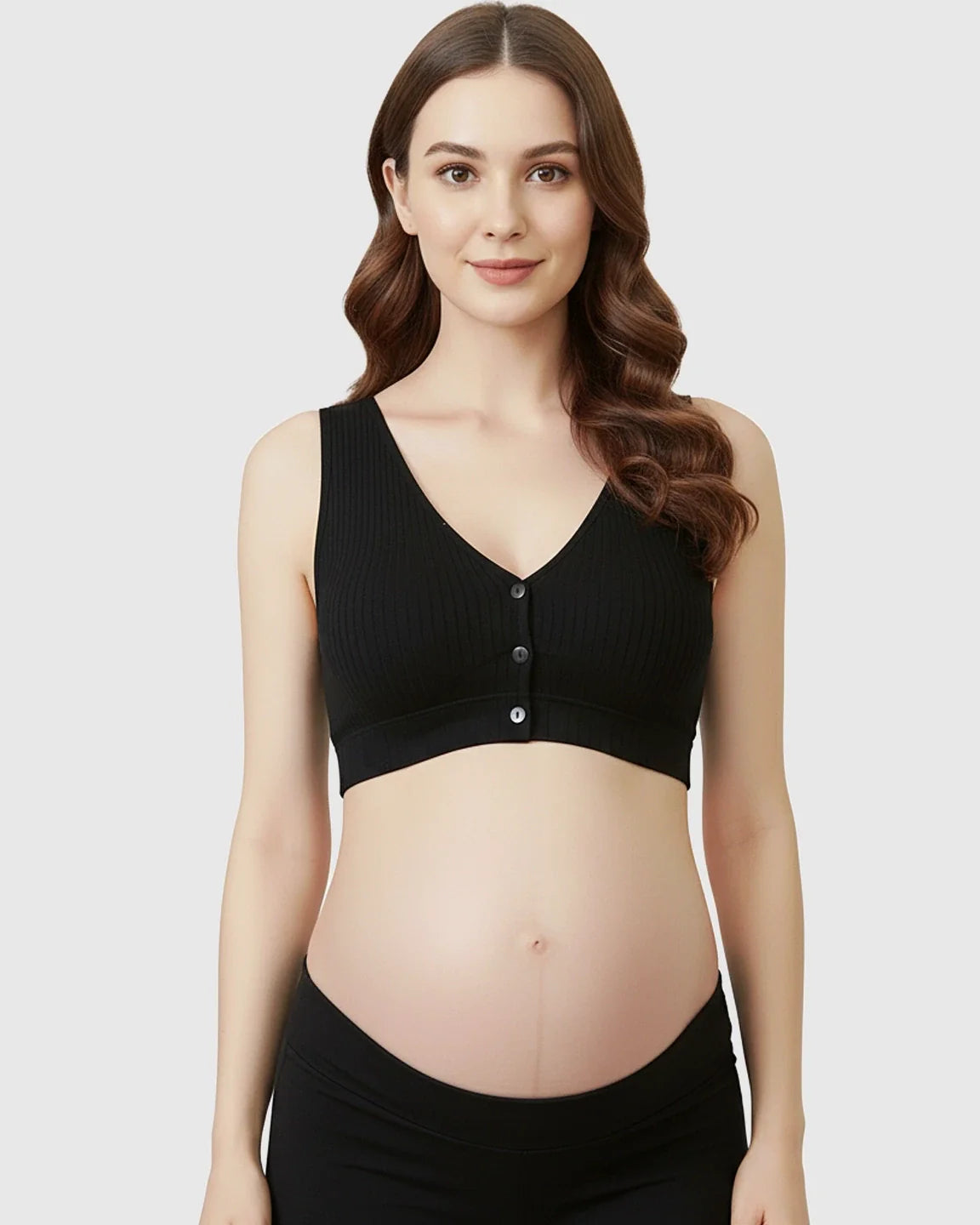 Bump Society – The Nursing Collection: Front-Button Ribbed Wireless Nursing Bra