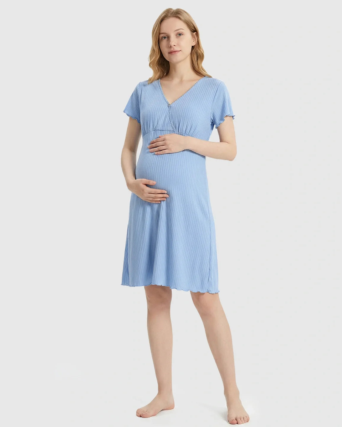 Bump Society – The Nursing Collection: Hidden Nursing Access K-Fashion Maternity Lounge Dress