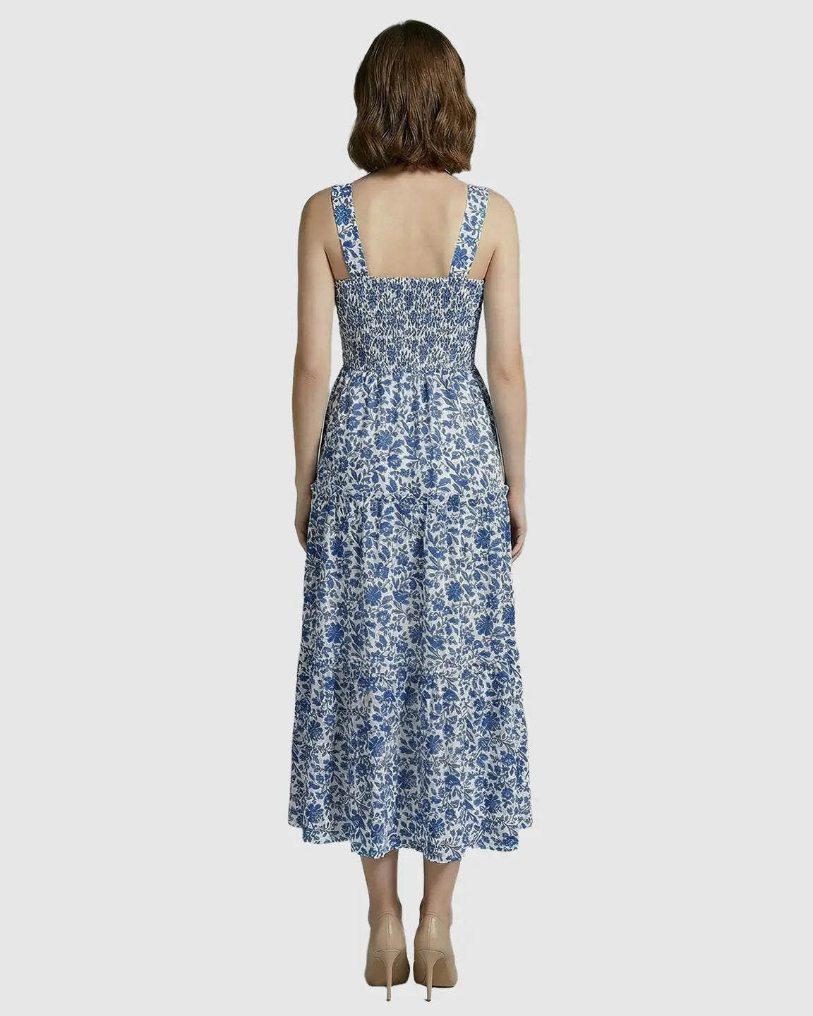 Bump Society – The Comfort Collection: Smocked Floral A-Line Maternity Midi Dress