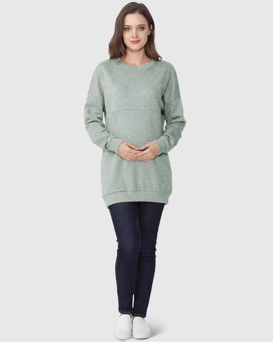 Bump Society – The Nursing Collection: Long-Sleeve Zipper Opening Maternity Nursing Top