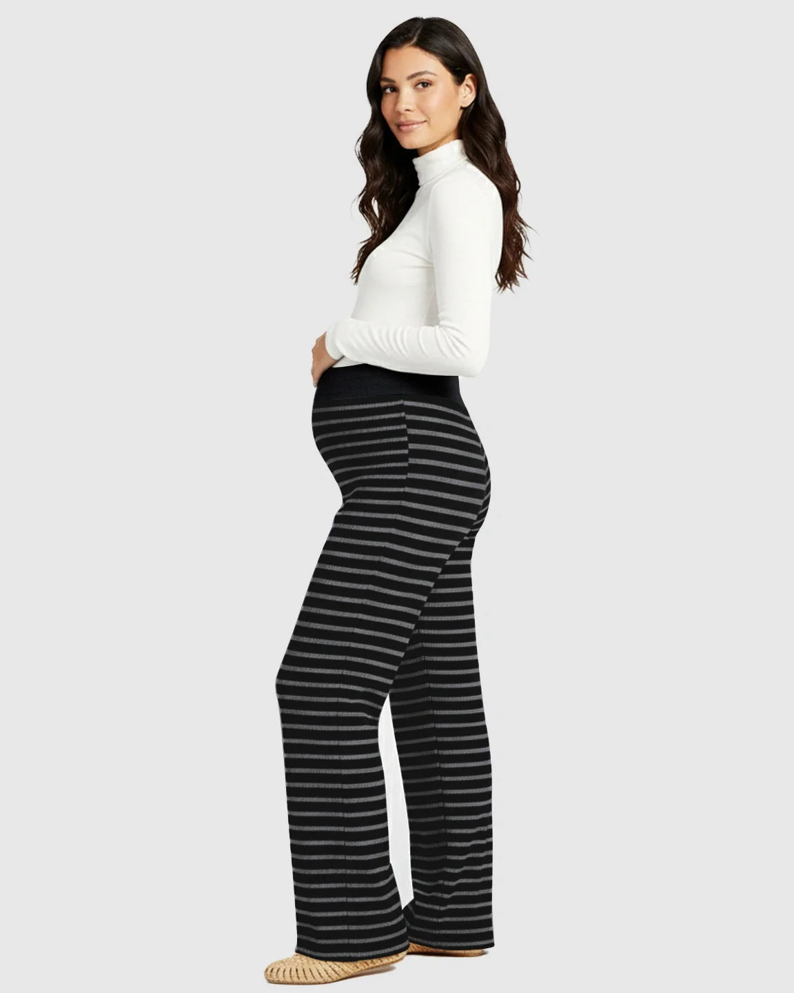 Bump Society – The Comfort Collection: Striped Knitted Wide Leg Maternity Pants