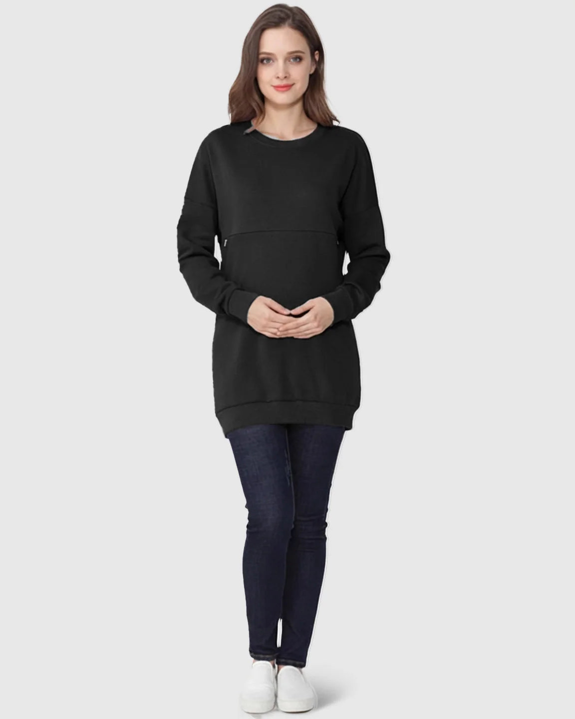 Bump Society – The Nursing Collection: Long-Sleeve Zipper Opening Maternity Nursing Top