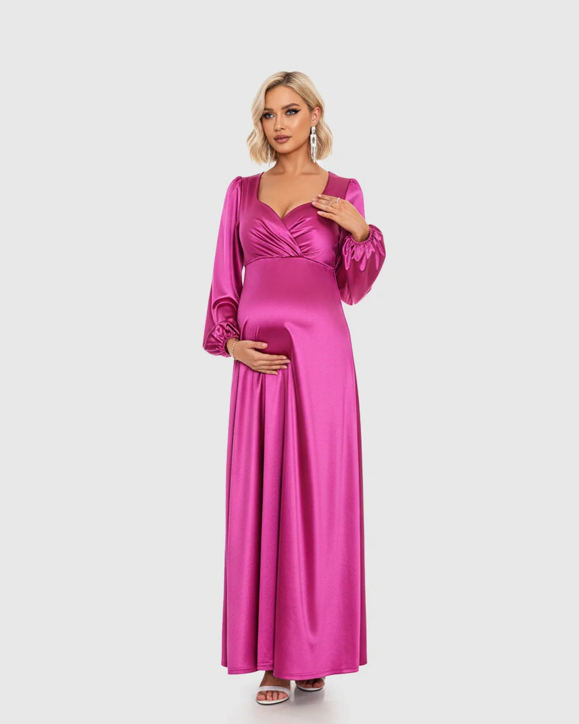 Bump Society – The Comfort Collection: Lantern Sleeves Flowy Maternity Maxi Dress