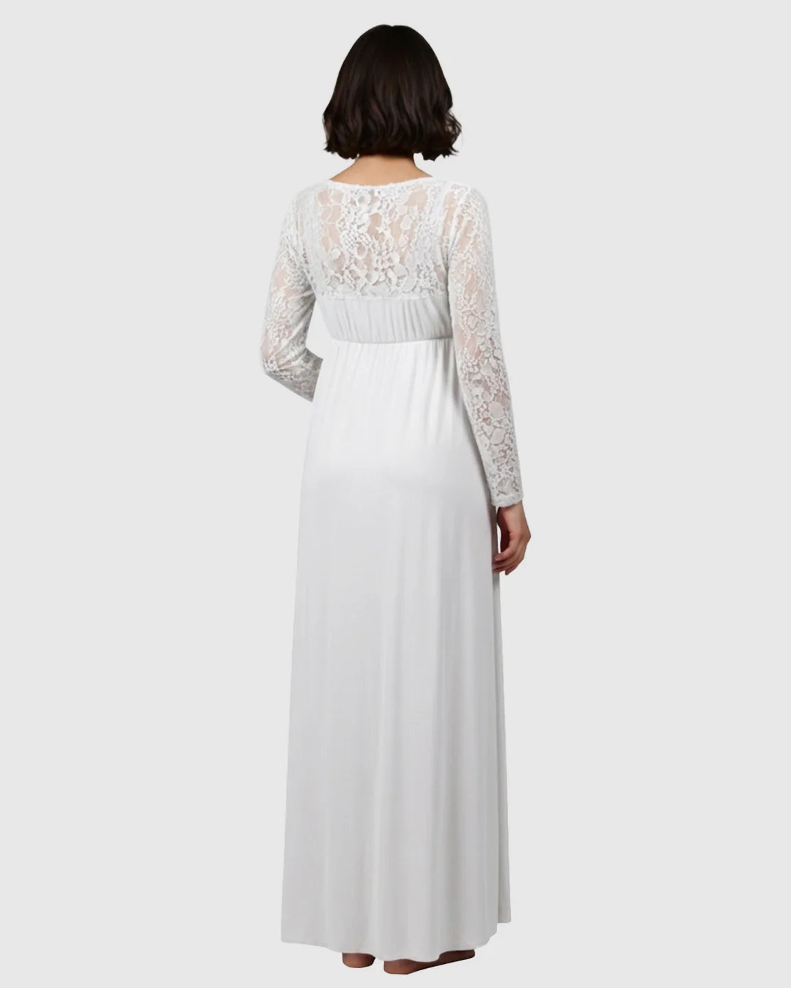 Bump Society – The Comfort Collection: Elegant Lace Floor-Length Maternity Photoshoot Dress