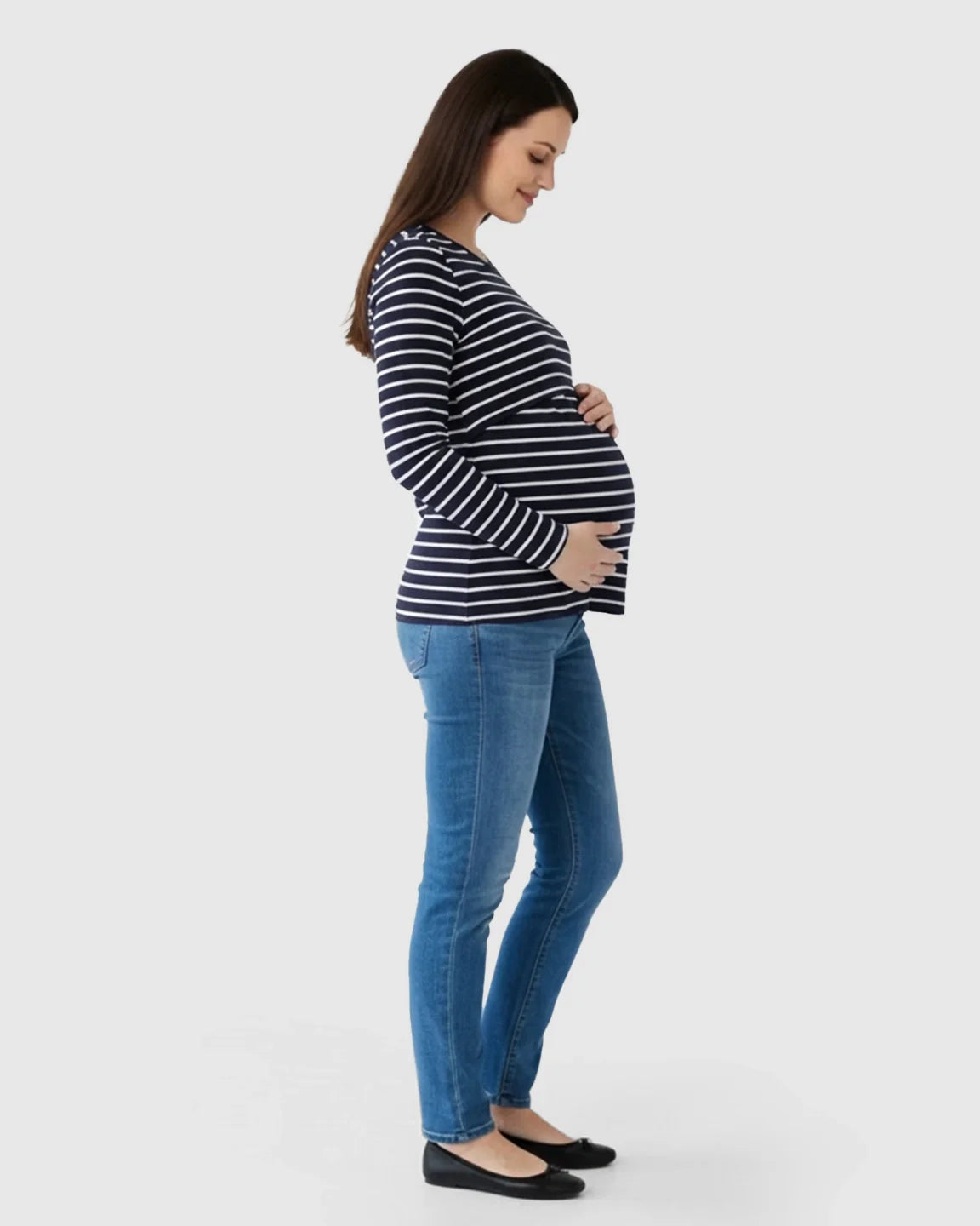 Bump Society – The Nursing Collection: Pull-Up Nursing Striped Maternity Top