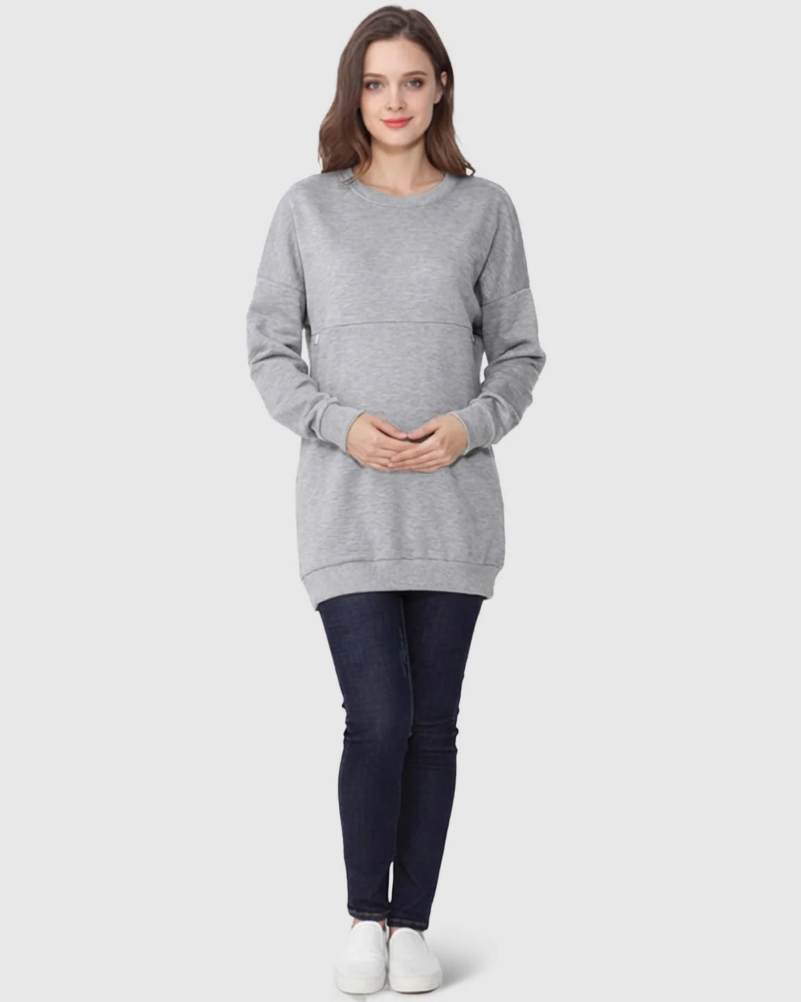 Bump Society – The Nursing Collection: Long-Sleeve Zipper Opening Maternity Nursing Top