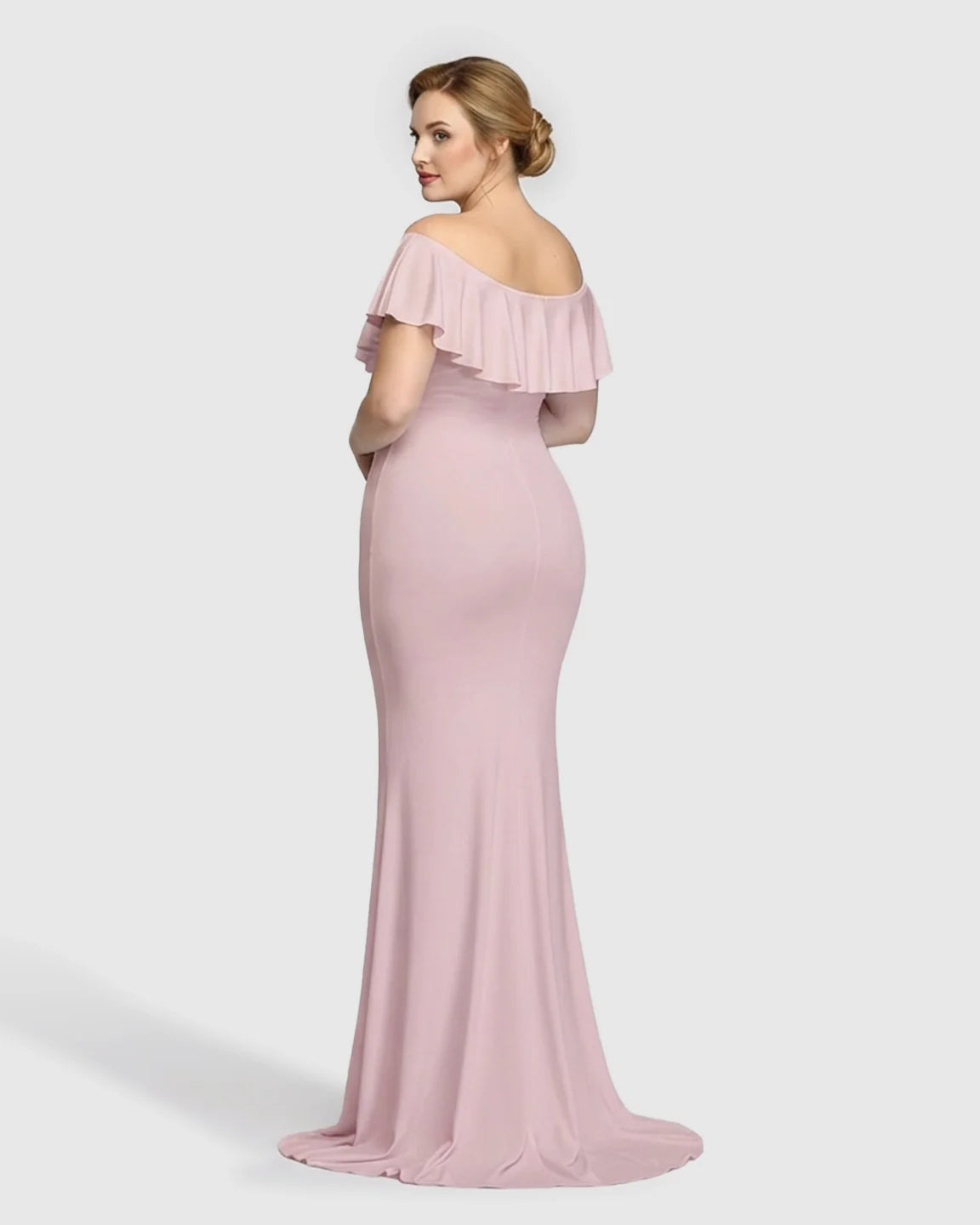 Bump Society – The Comfort Collection: Off-Shoulder Ruffled Bodycon Maternity Maxi Dress