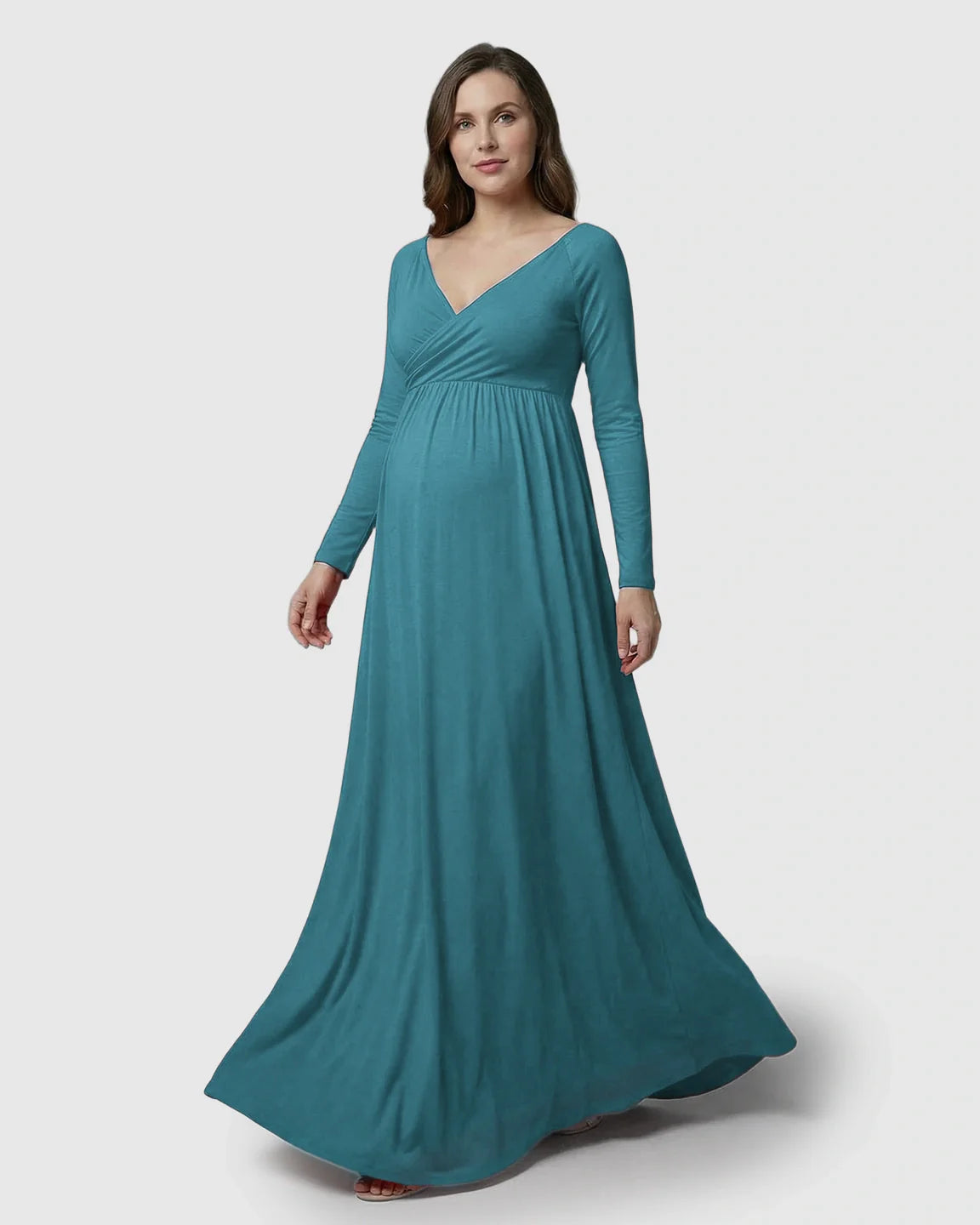 Bump Society – The Comfort Collection: Long-Sleeve Full Train Maternity Maxi Dress