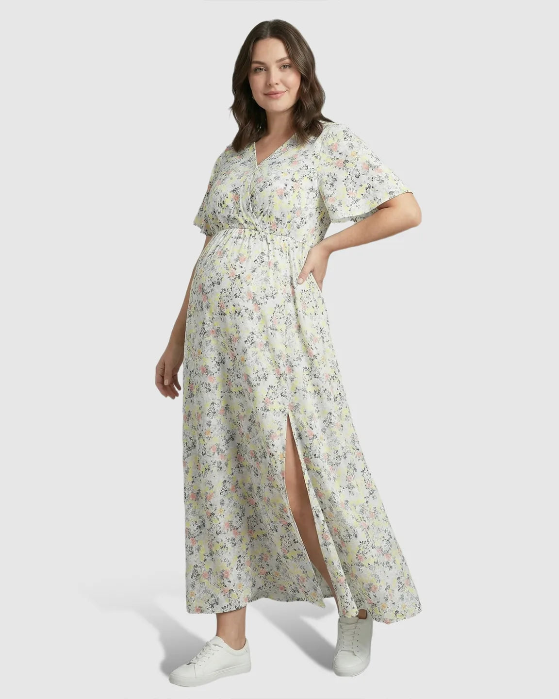 Bump Society – The Comfort Collection: Tencel Fabric Slitted Maternity Maxi Dress