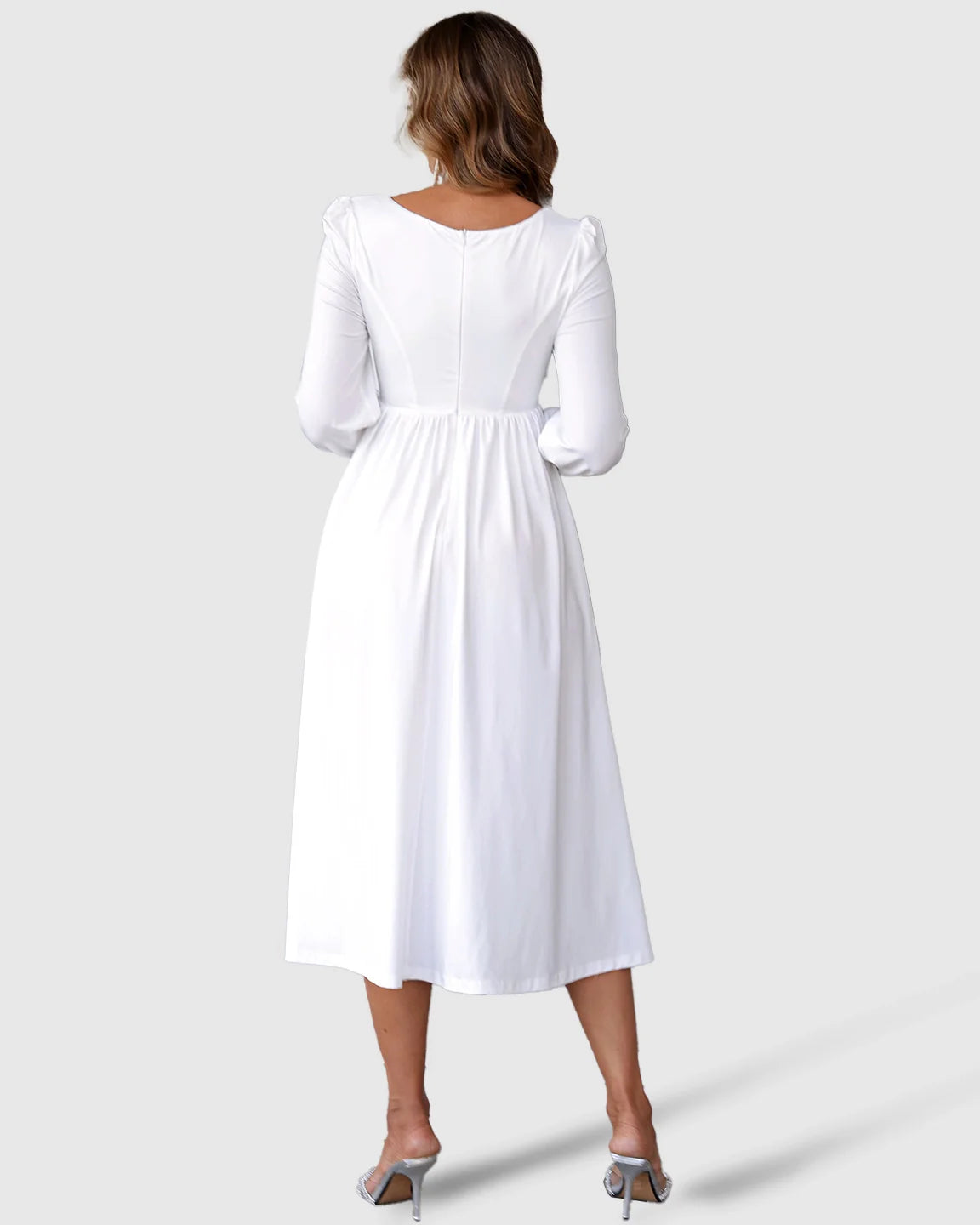 The Comfort Collection: Square Neckline Empire Waist Maternity Midi Dress