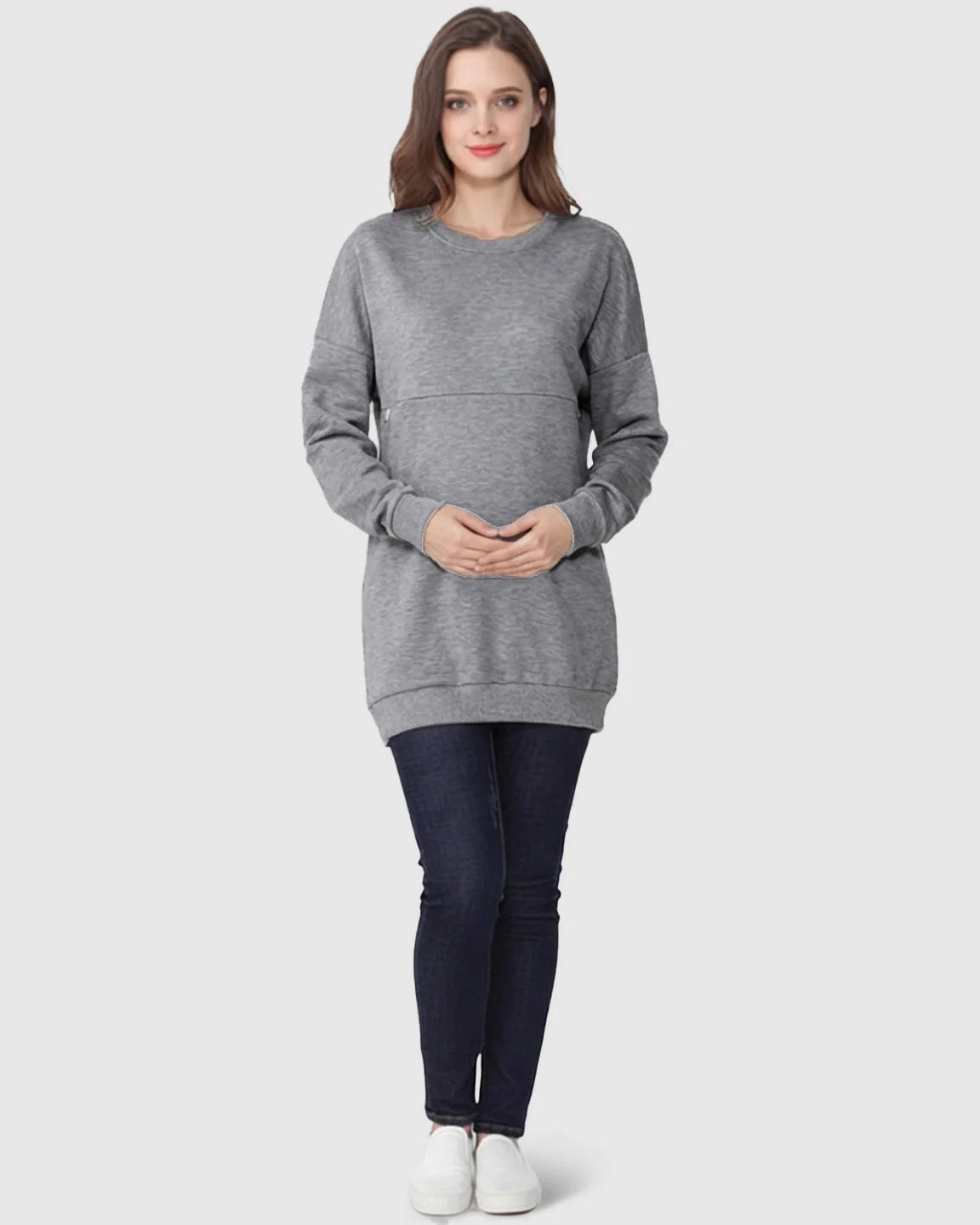 Bump Society – The Nursing Collection: Long-Sleeve Zipper Opening Maternity Nursing Top