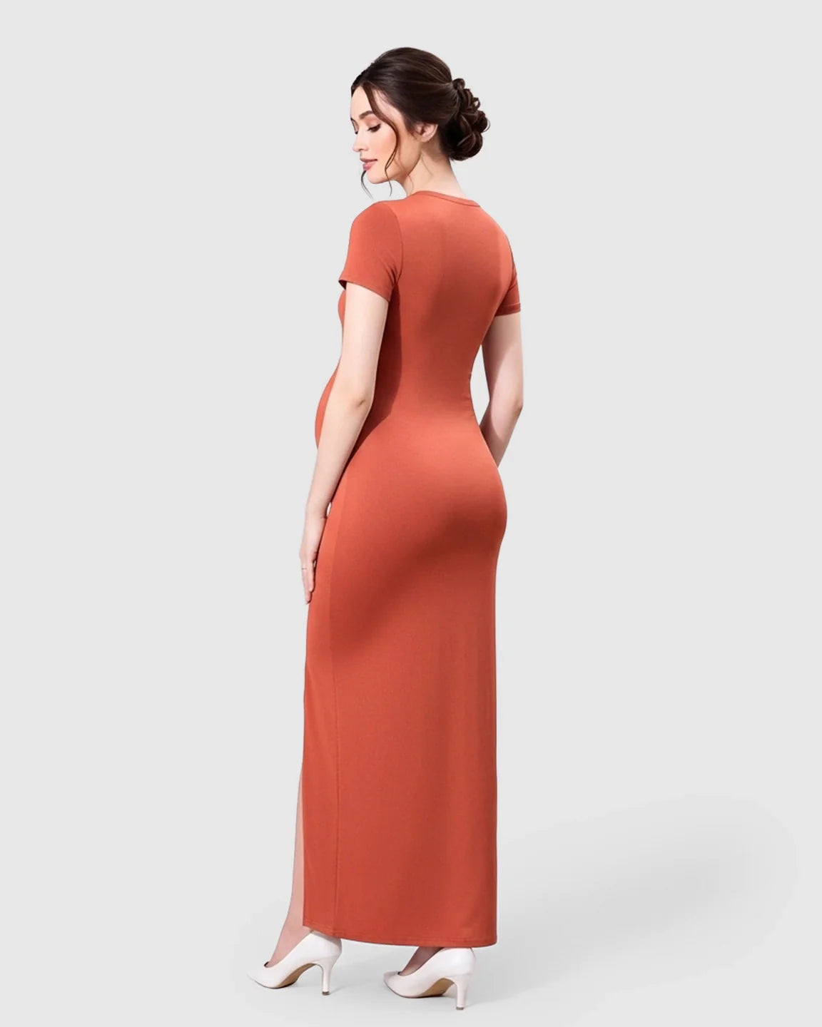 Bump Society – The Comfort Collection: Side-Slit Bodycon Maternity Maxi Dress