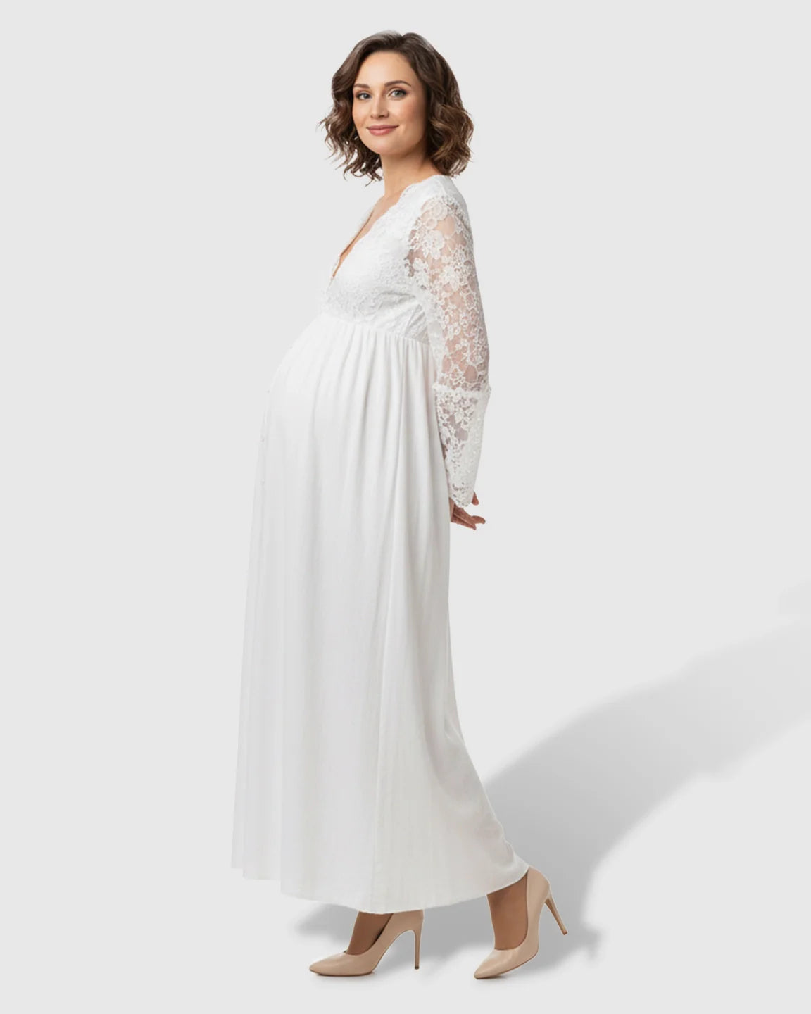 The Comfort Collection: Long-Sleeve Elegant Maternity Maxi Dress