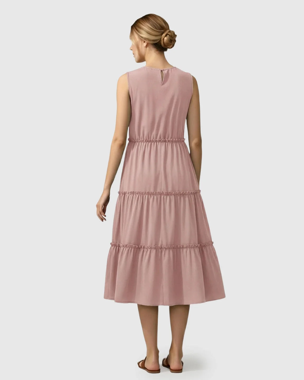 Bump Society – The Comfort Collection: Tiered Ruffle Skirt Casual Maternity Midi Dress