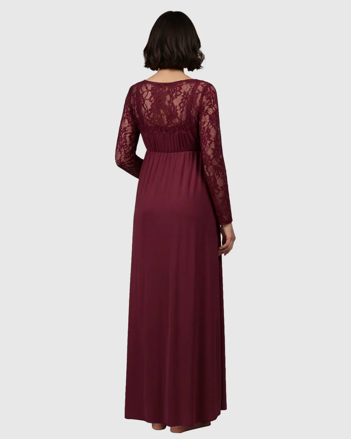 Bump Society – The Comfort Collection: Elegant Lace Floor-Length Maternity Photoshoot Dress