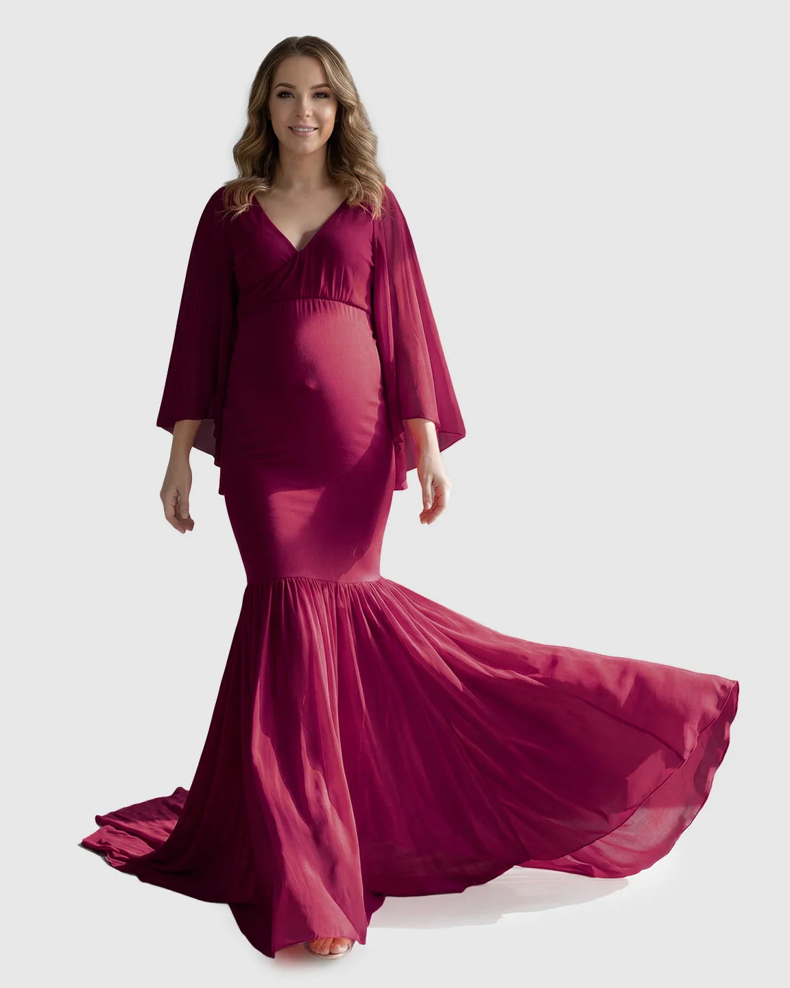 Bump Society – The Comfort Collection: Trailing Hem Elegant Maternity Photoshoot Gown