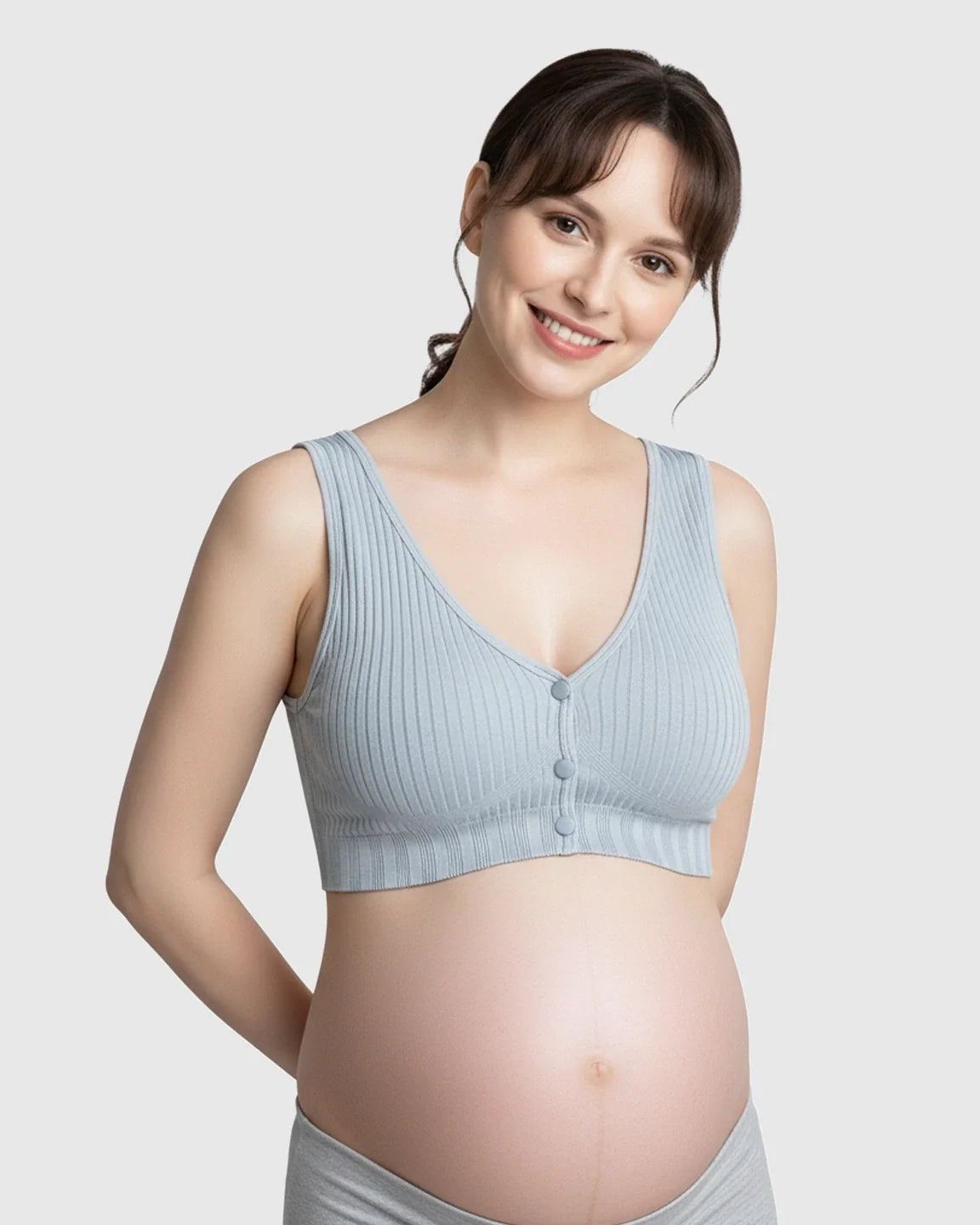 Bump Society – The Nursing Collection: Front-Button Ribbed Wireless Nursing Bra
