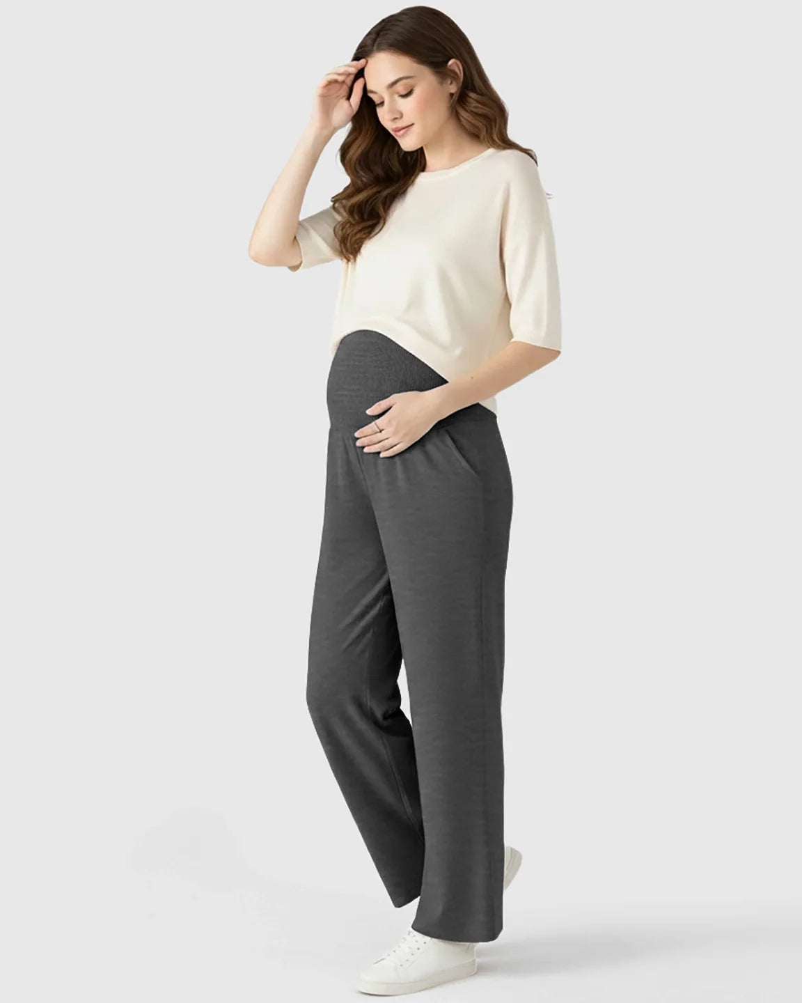 The Comfort Collection: Over The Belly Wide Leg Maternity Trouser