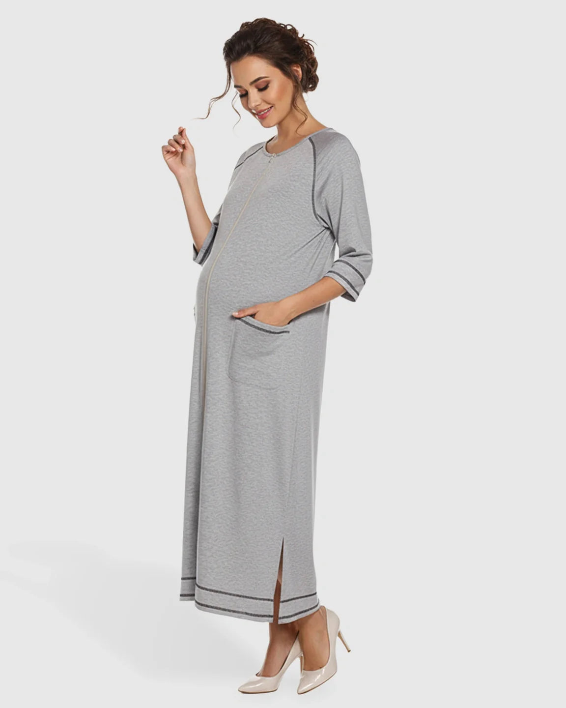 Bump Society – The Nursing Collection: Front Zipper Loose Fit Maternity Nursing Dress