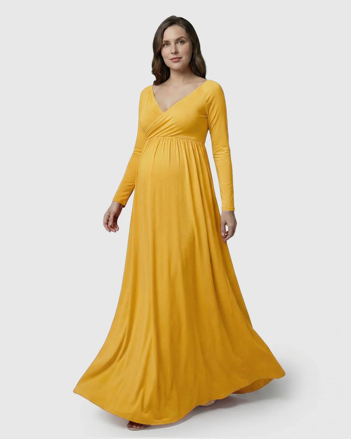 Bump Society – The Comfort Collection: Long-Sleeve Full Train Maternity Maxi Dress