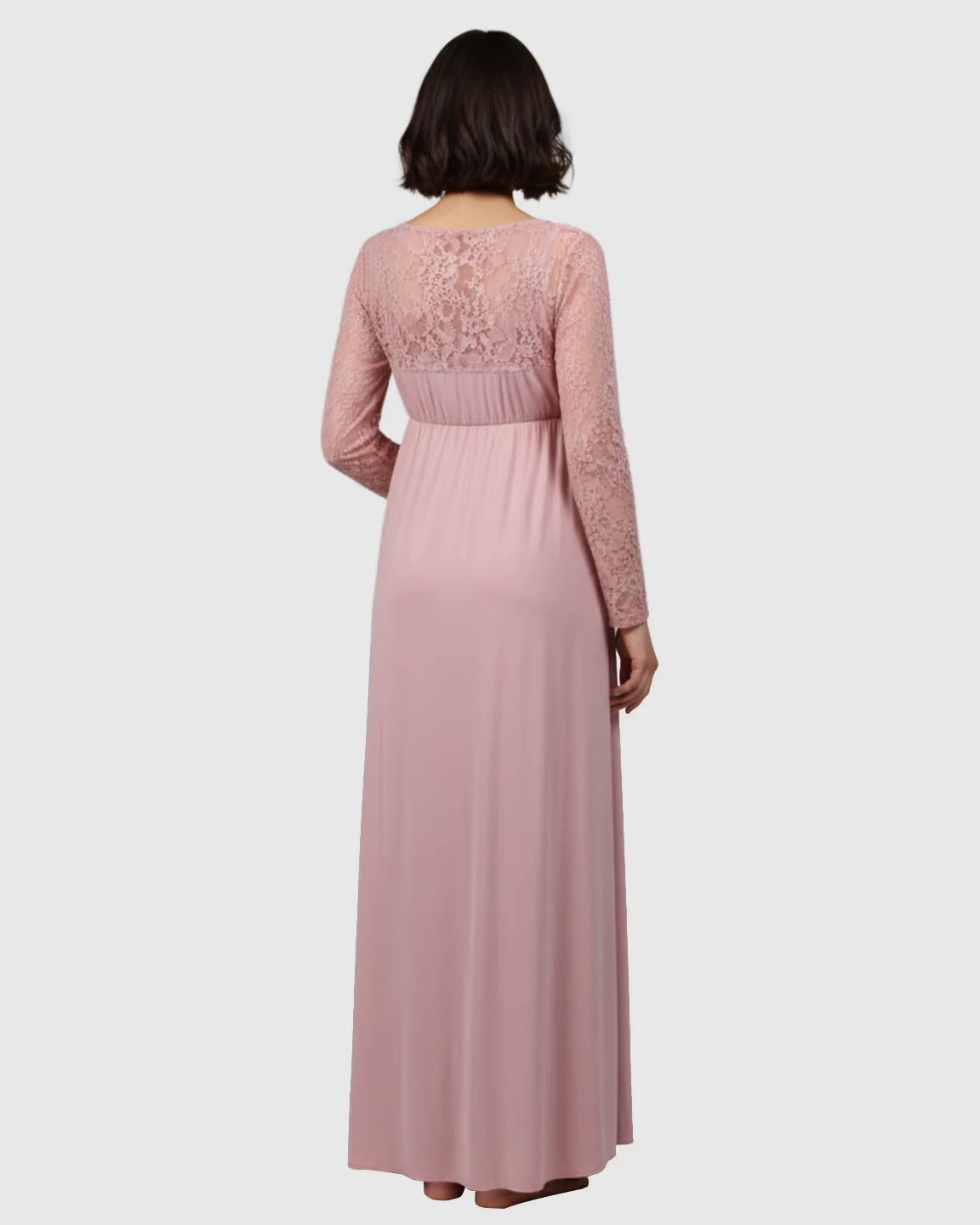 Bump Society – The Comfort Collection: Elegant Lace Floor-Length Maternity Photoshoot Dress