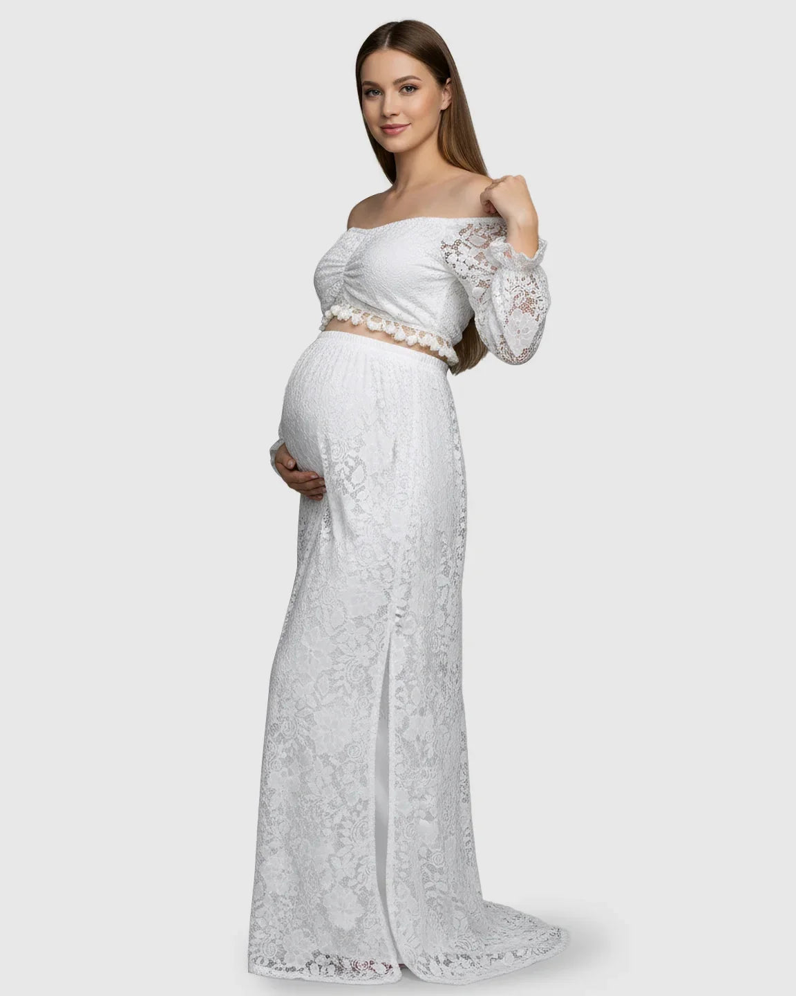 Bump Society – The Comfort Collection: Two Piece Flowing Laced Maternity Photoshoot Dress