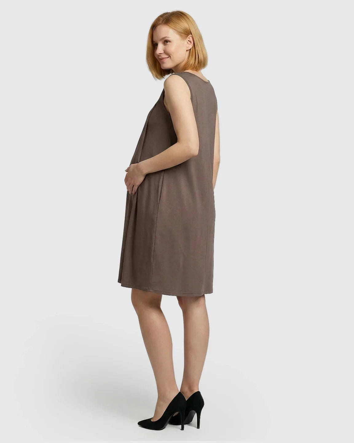 Bump Society – The Nursing Collection: Discreet Nursing Opening Casual Maternity Midi Dress