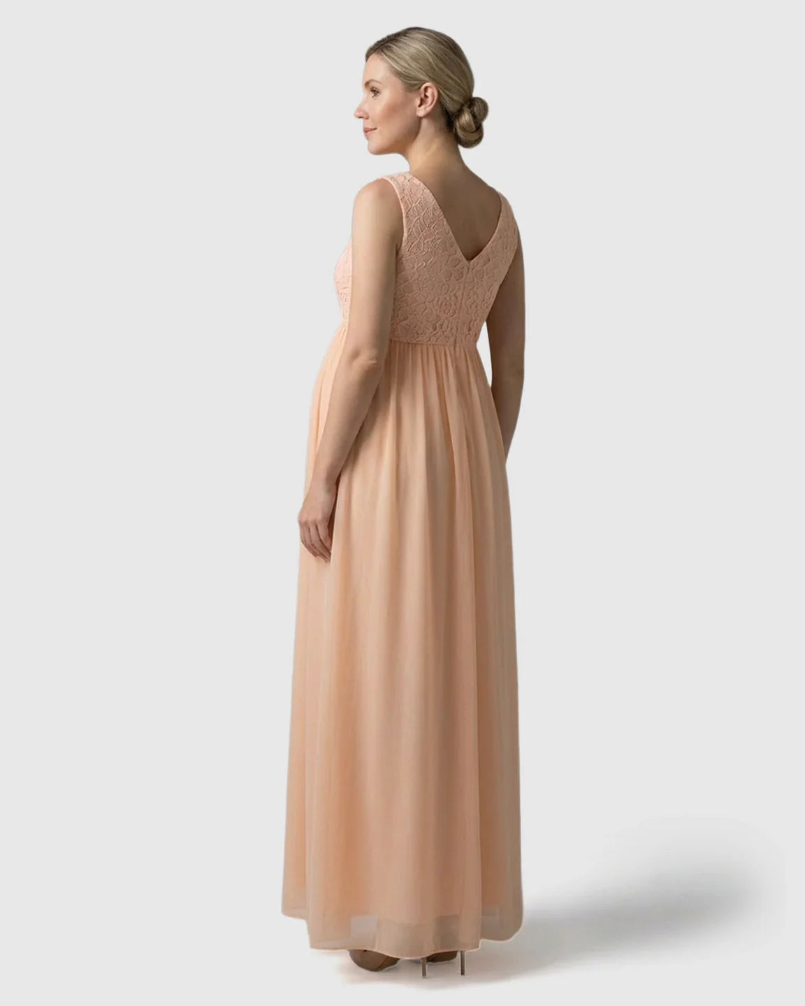 Bump Society – The Comfort Collection: Lace-Chiffon Romantic Maternity Maxi Dress