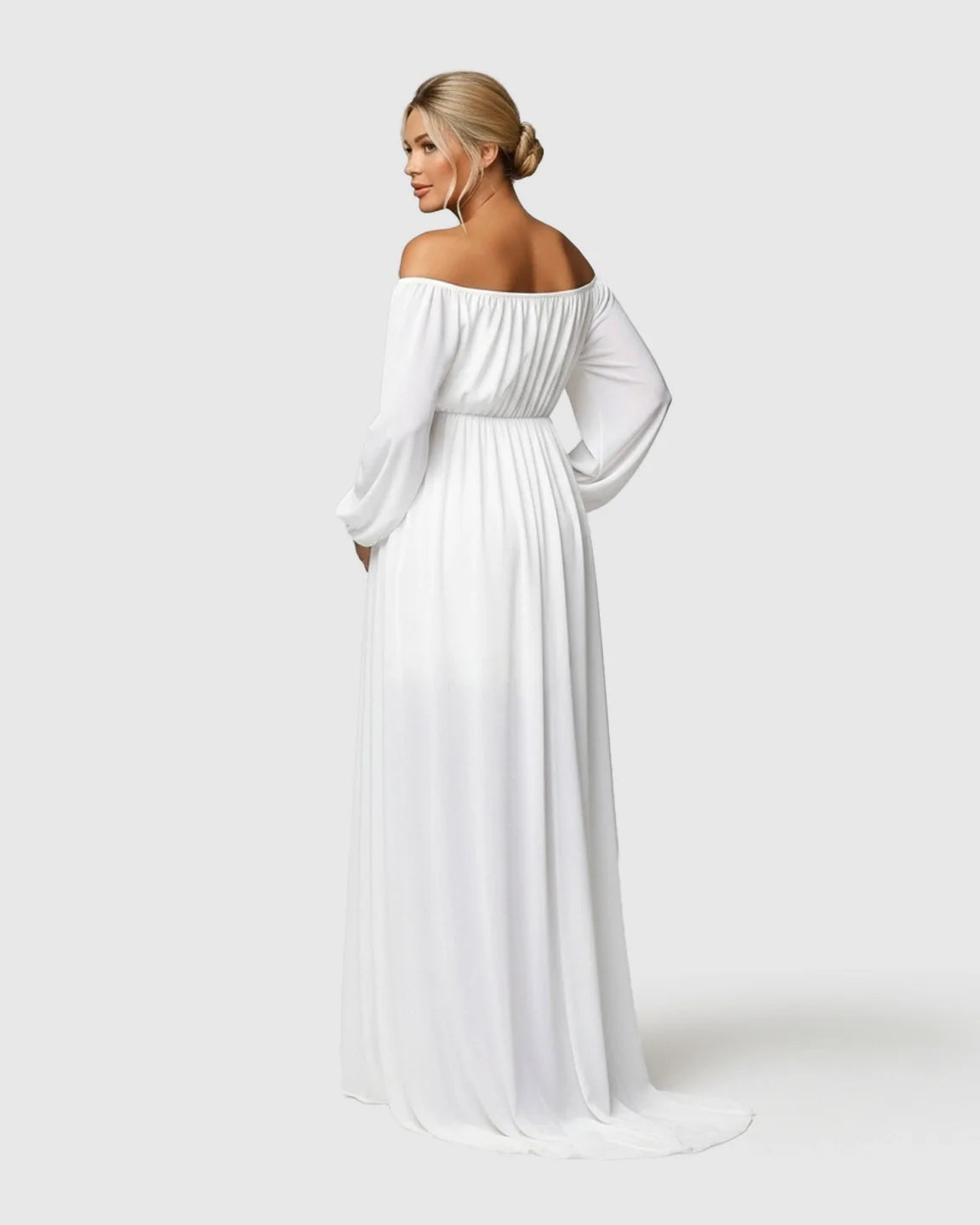 Bump Society – The Comfort Collection: Elastic Neckline Sleeves Elegant-Drape Maternity Gown