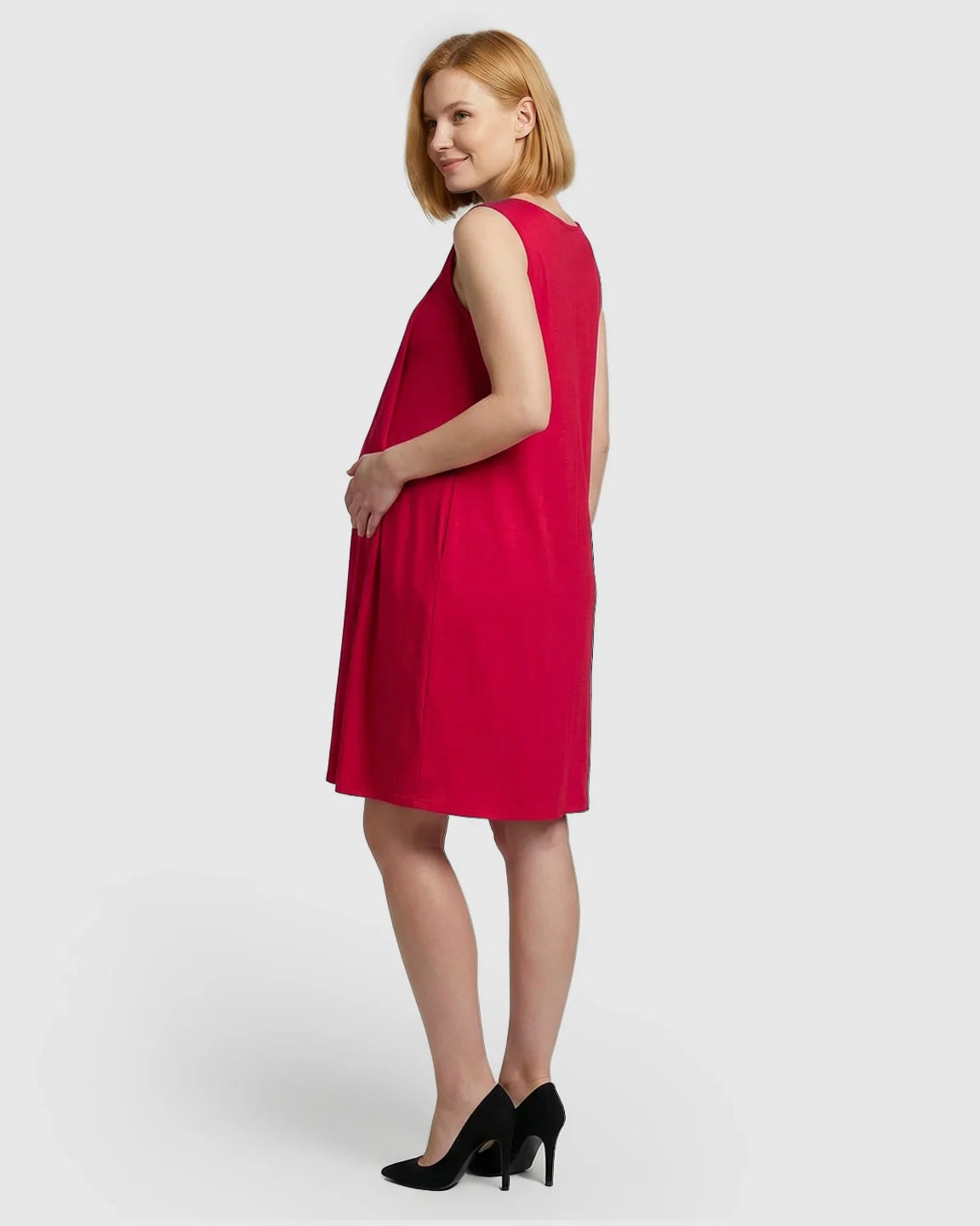 Bump Society – The Nursing Collection: Discreet Nursing Opening Casual Maternity Midi Dress