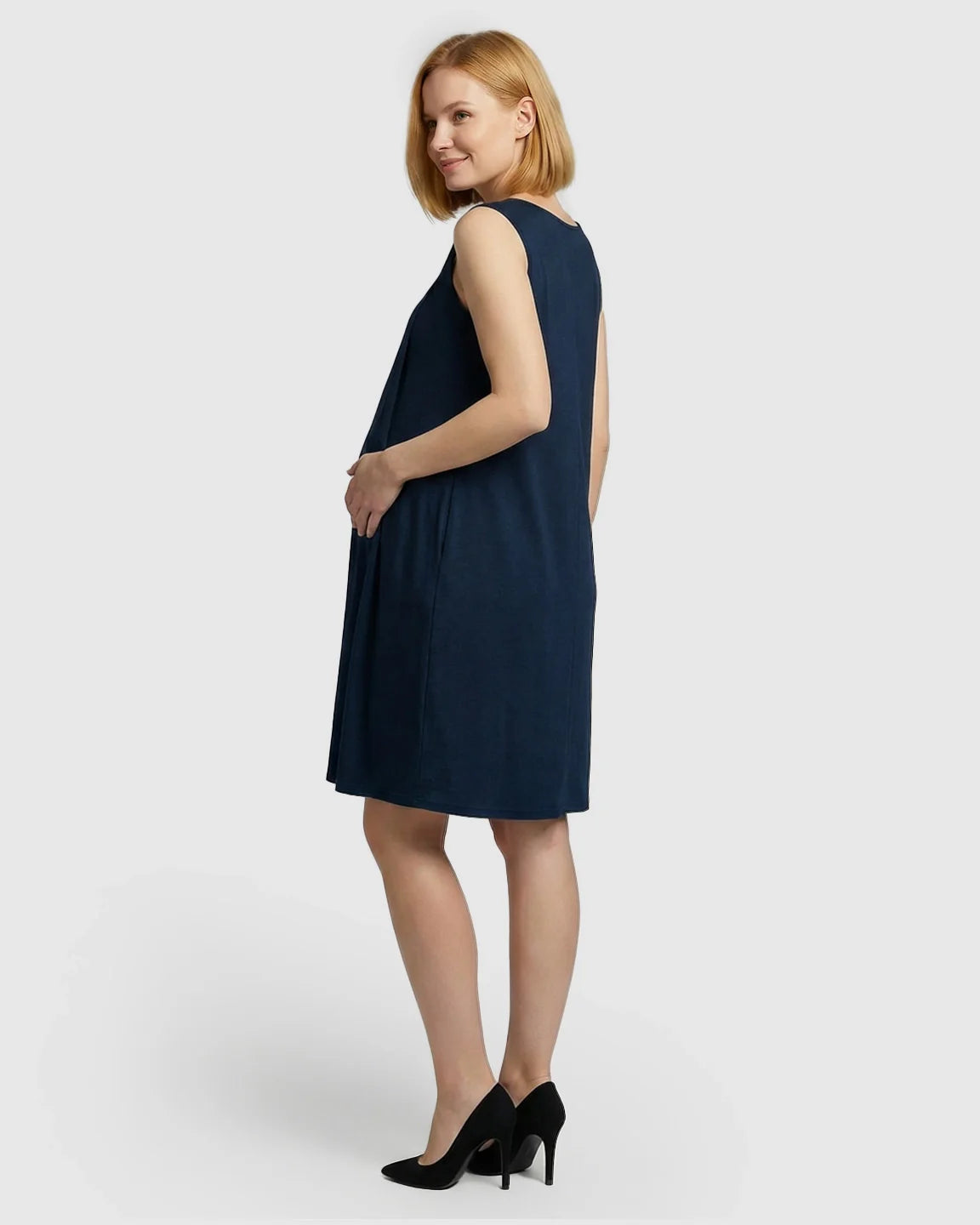 Bump Society – The Nursing Collection: Discreet Nursing Opening Casual Maternity Midi Dress