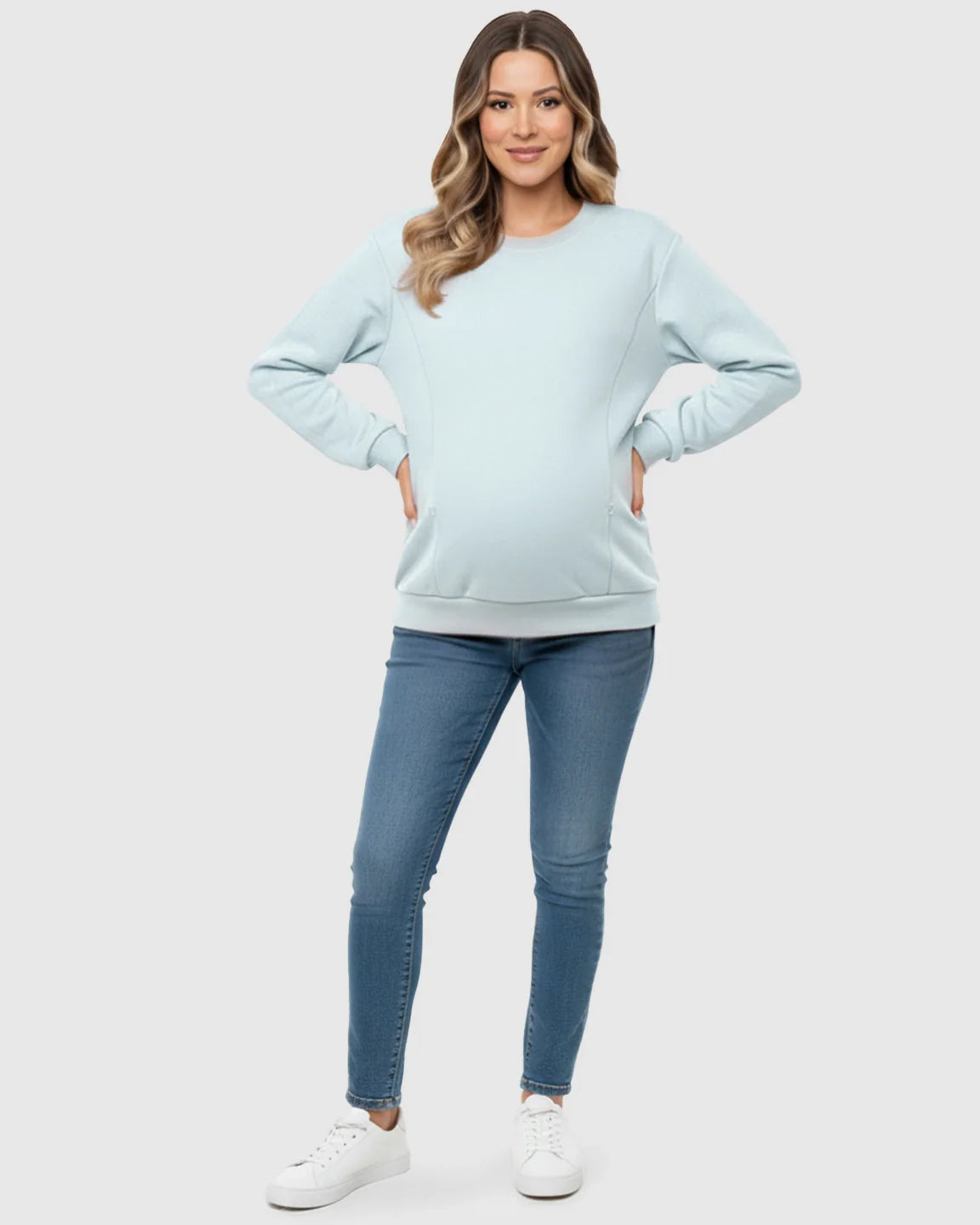 The Nursing Collection: Waffle-Knit Cozy Fit Maternity Nursing Sweatshirt