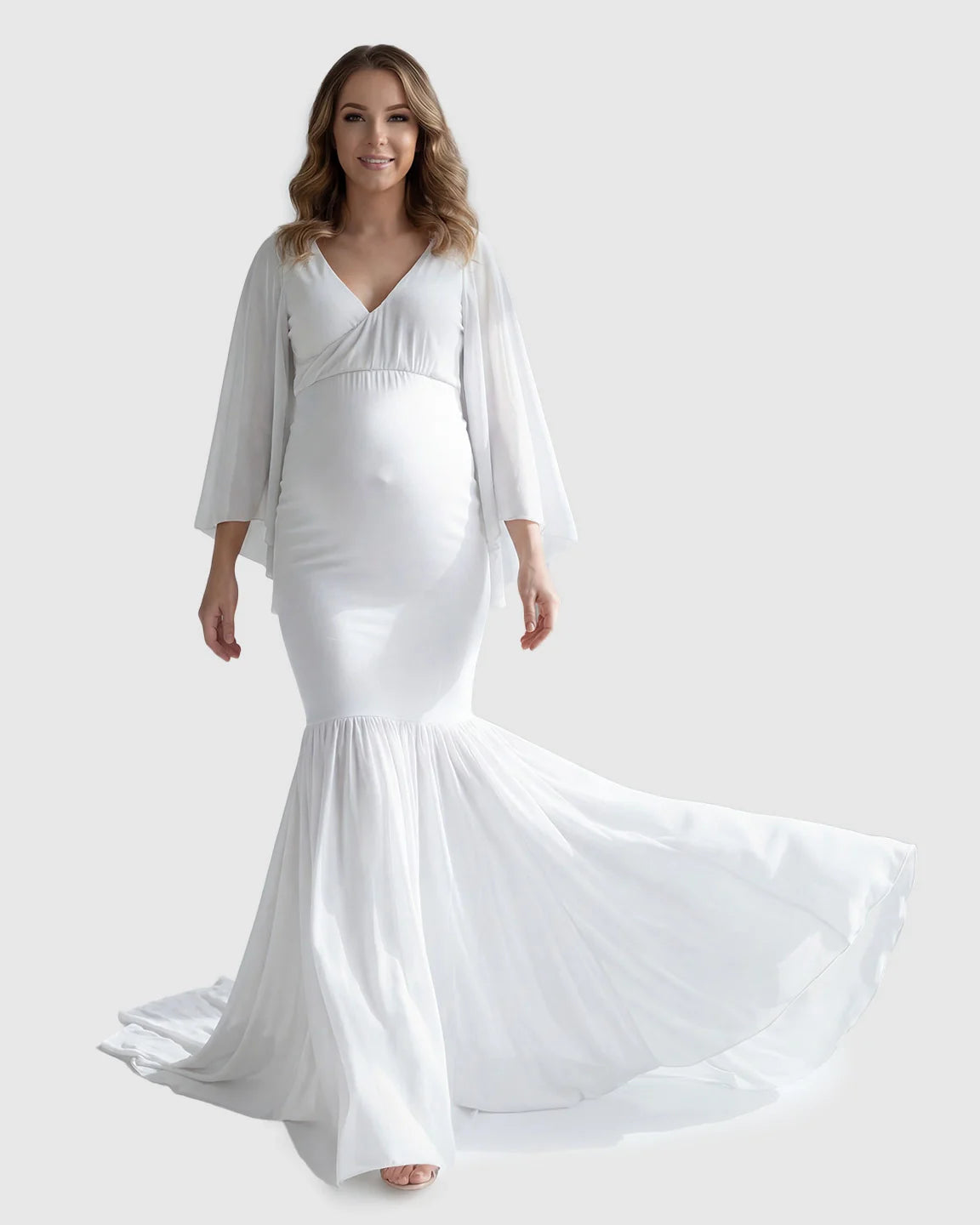Bump Society – The Comfort Collection: Trailing Hem Elegant Maternity Photoshoot Gown