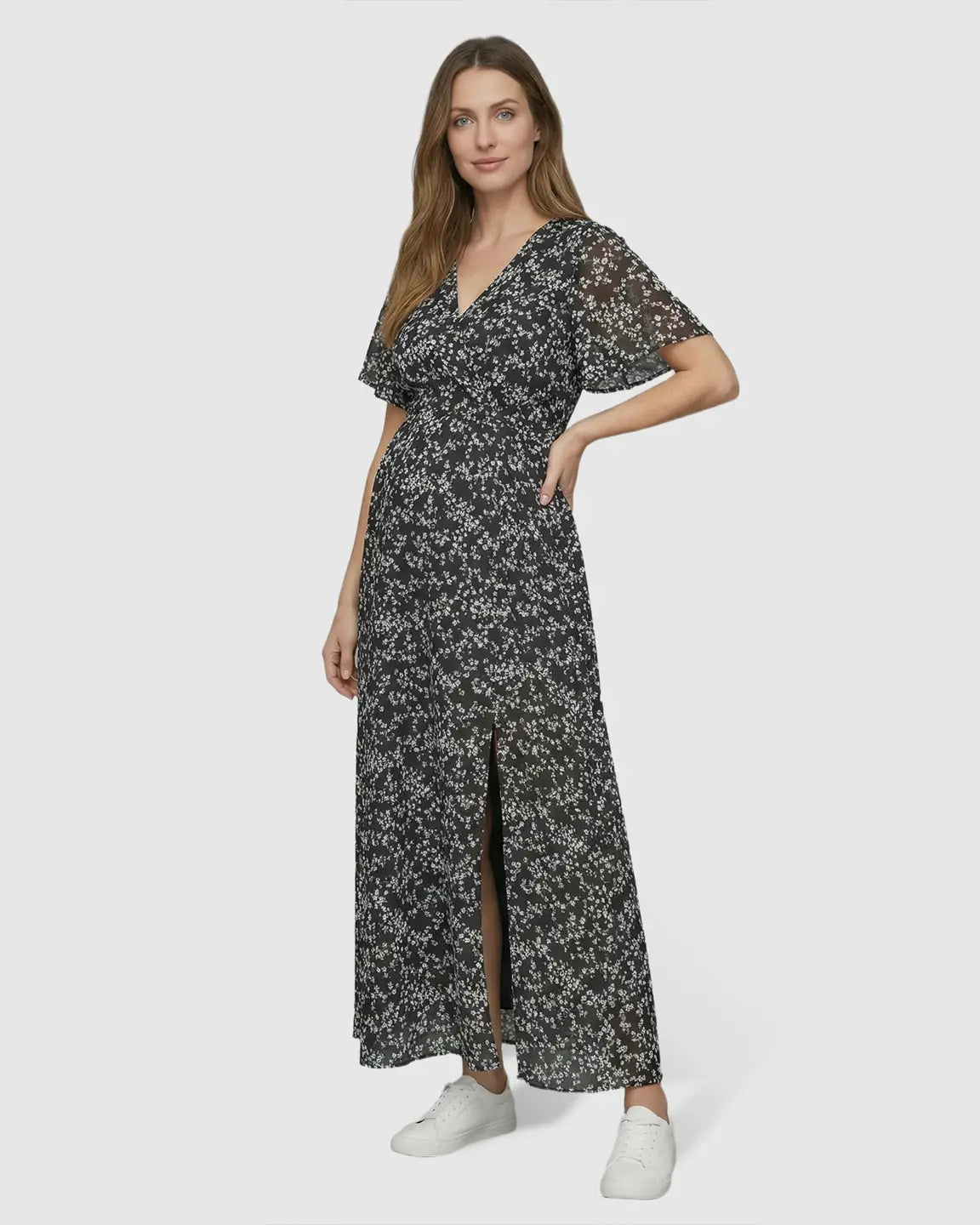 Bump Society – The Comfort Collection: Cinched Waist Boho Maternity Maxi Dress