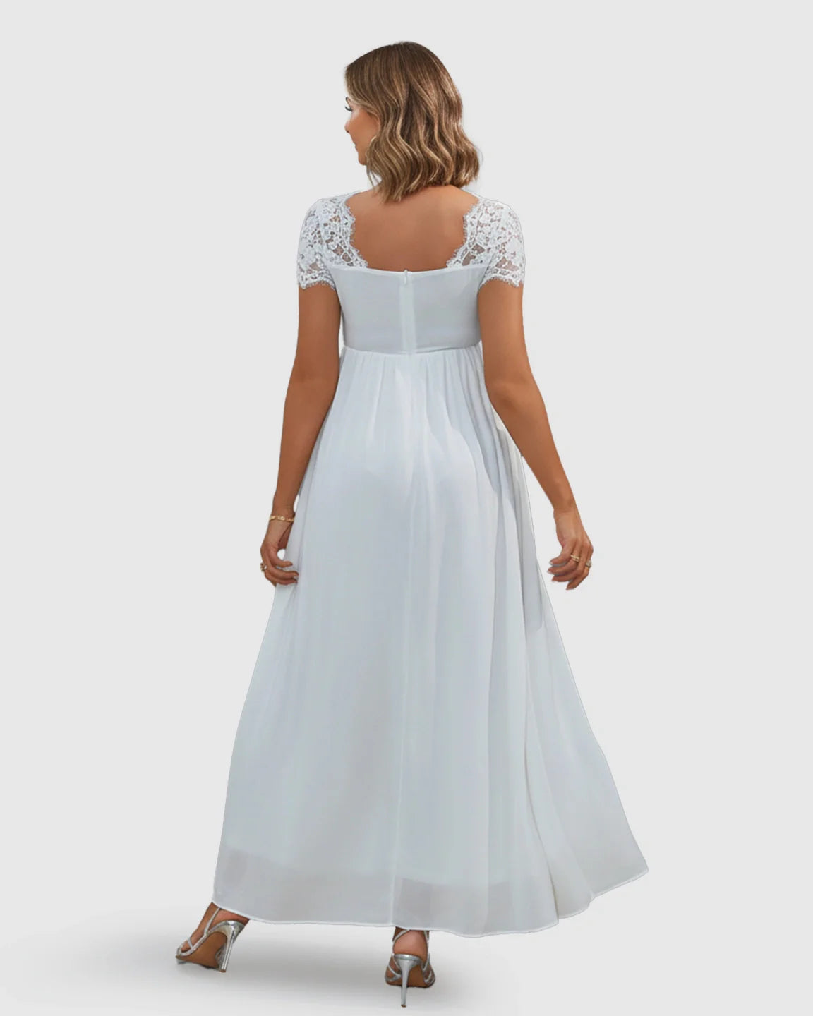 Bump Society – The Comfort Collection: Short Lace Sleeves Flowy Maternity Photoshoot Dress