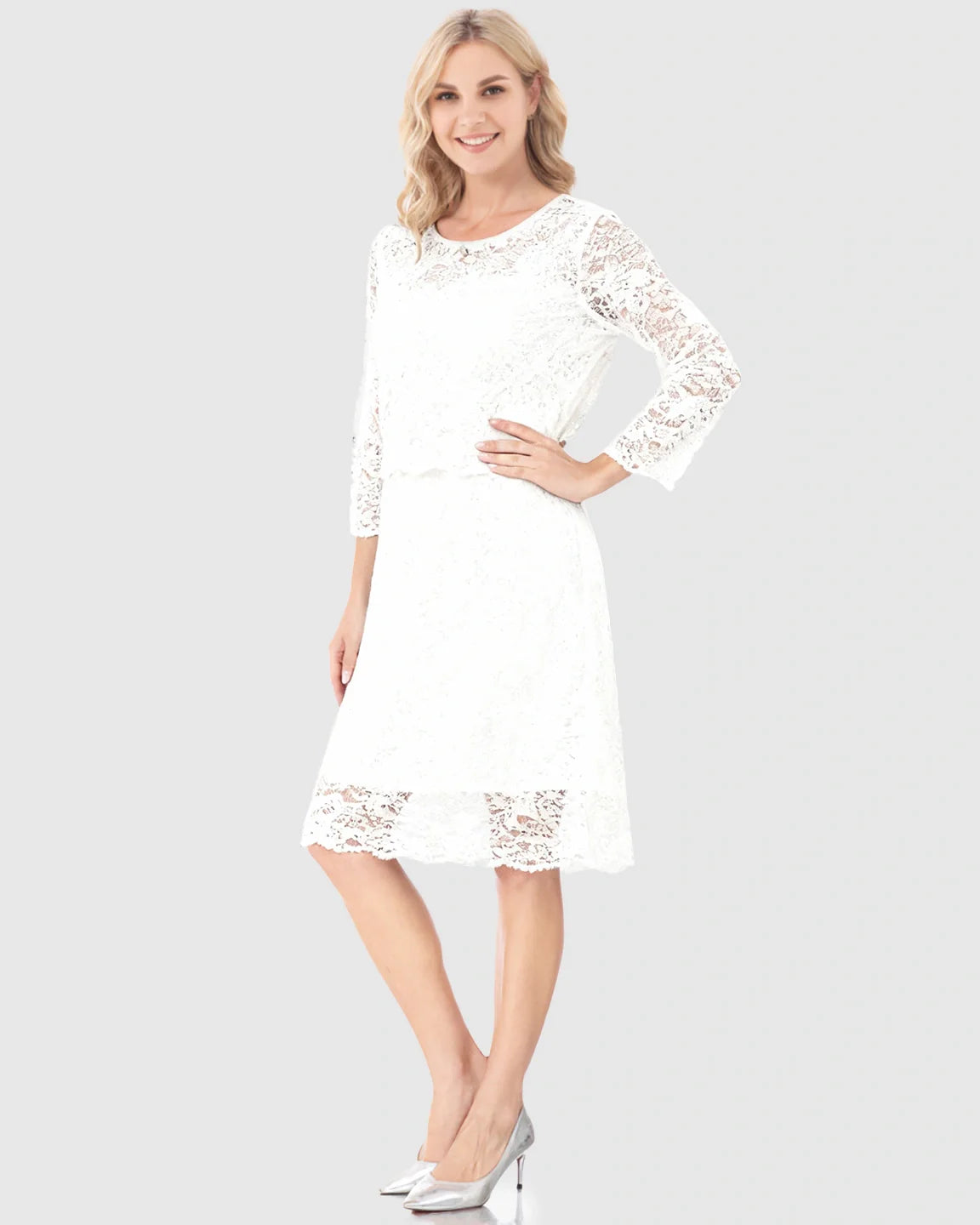 Bump Society – The Nursing Collection: Mid-length Lace Sleeves Maternity & Nursing Dress
