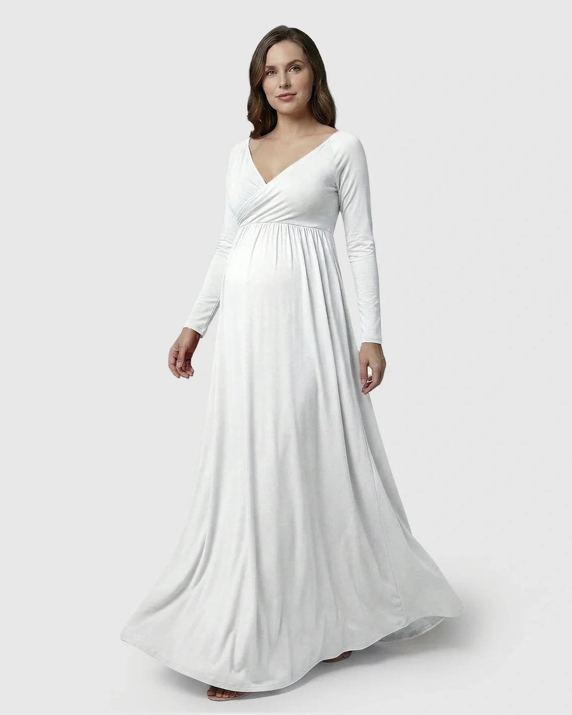 Bump Society – The Comfort Collection: Long-Sleeve Full Train Maternity Maxi Dress