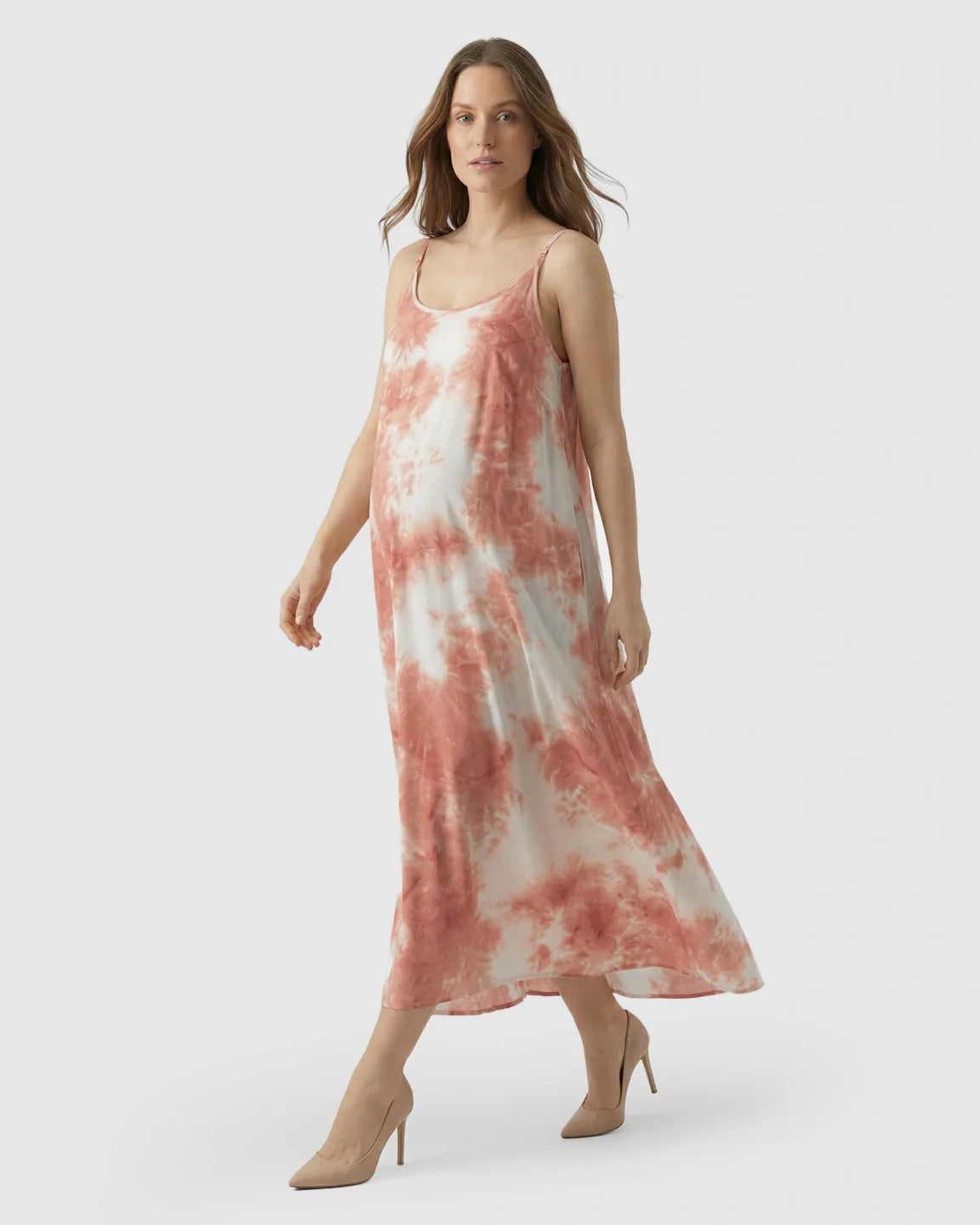 Bump Society – The Comfort Collection: Spaghetti Strap Tie-Dye Maternity Maxi Dress