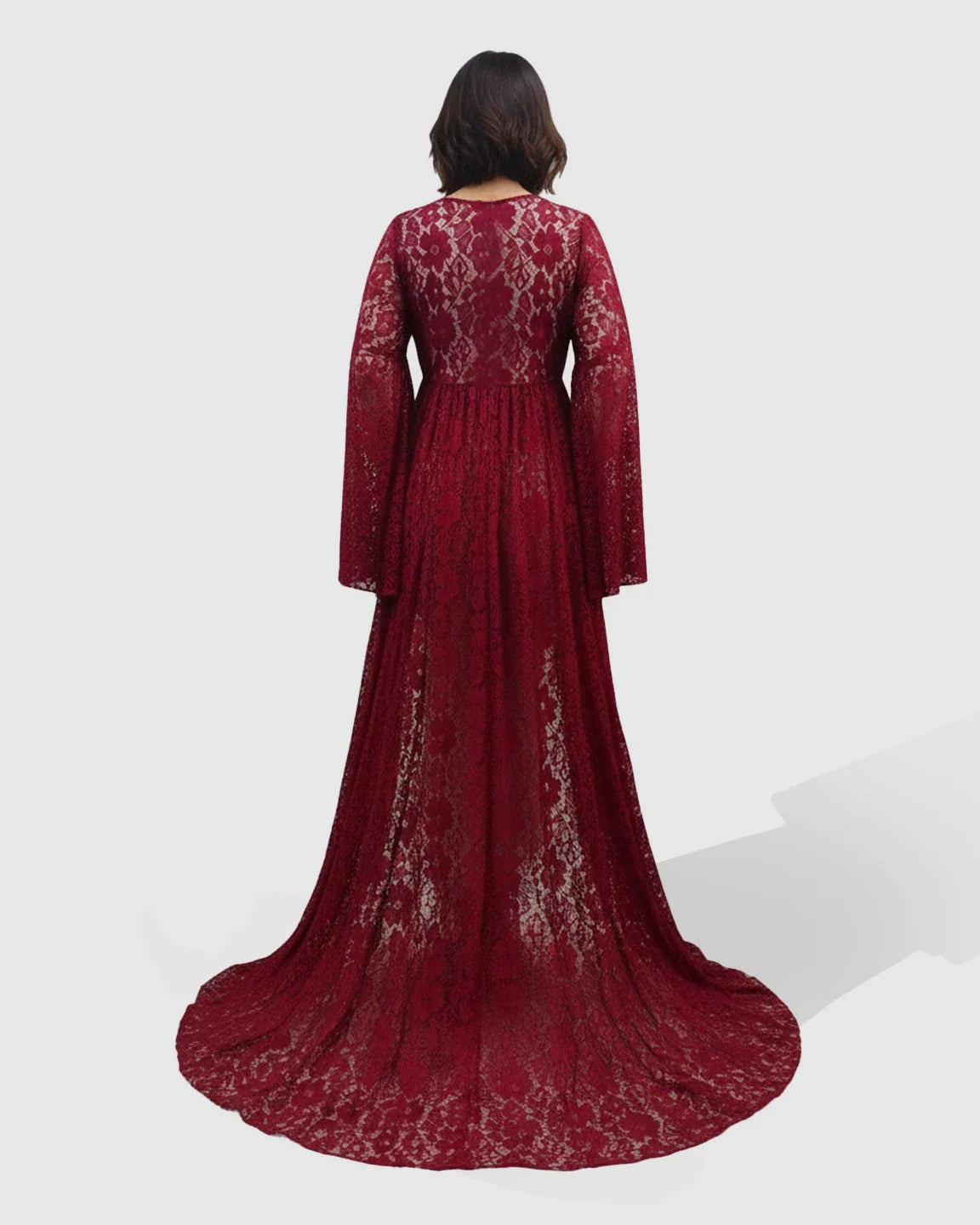 Bump Society – The Comfort Collection: Long Bell Sleeve See Through Maternity Gown