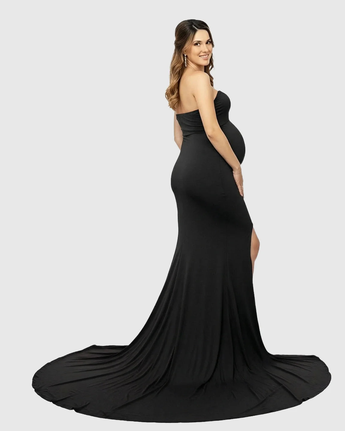 Bump Society – The Comfort Collection: Strapless Sweetheart Neckline Trumpet Silhouette Maternity Gown