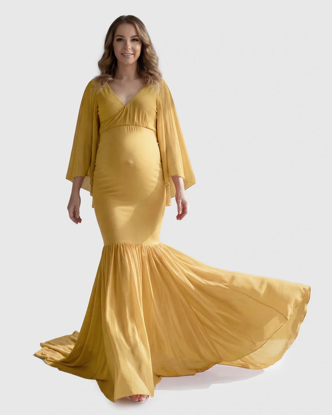 Bump Society – The Comfort Collection: Trailing Hem Elegant Maternity Photoshoot Gown
