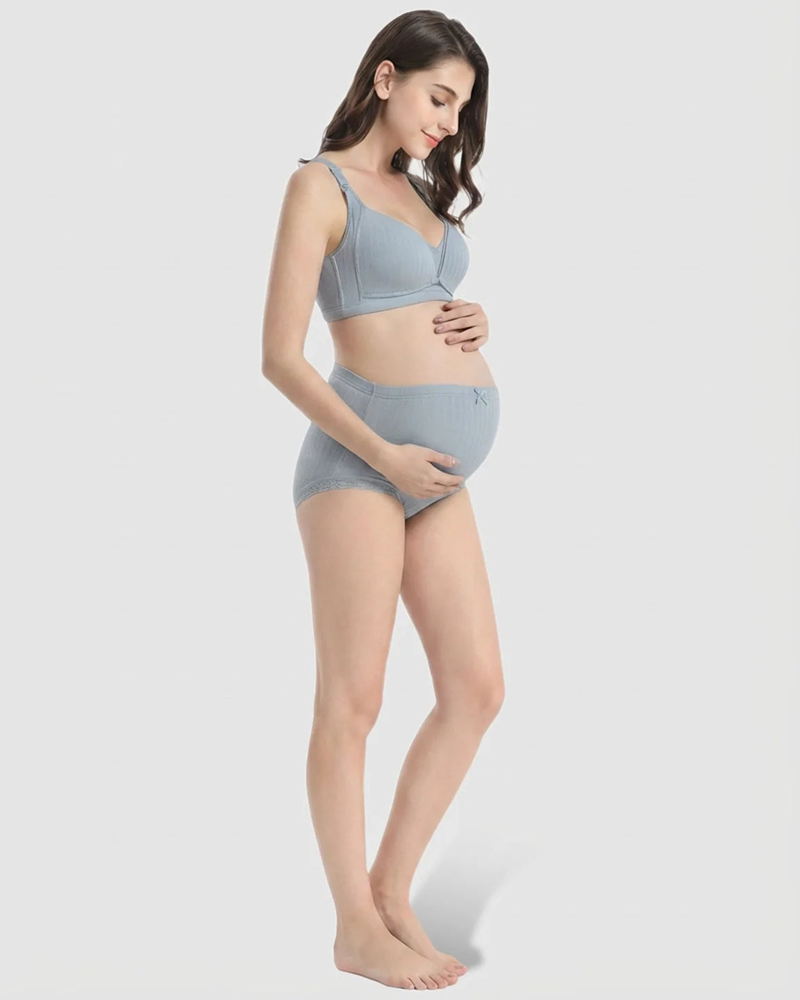 Bump Society – The Nursing Collection: Wire-Free Breathable High-Waist Maternity Nursing Bra & Panty Set