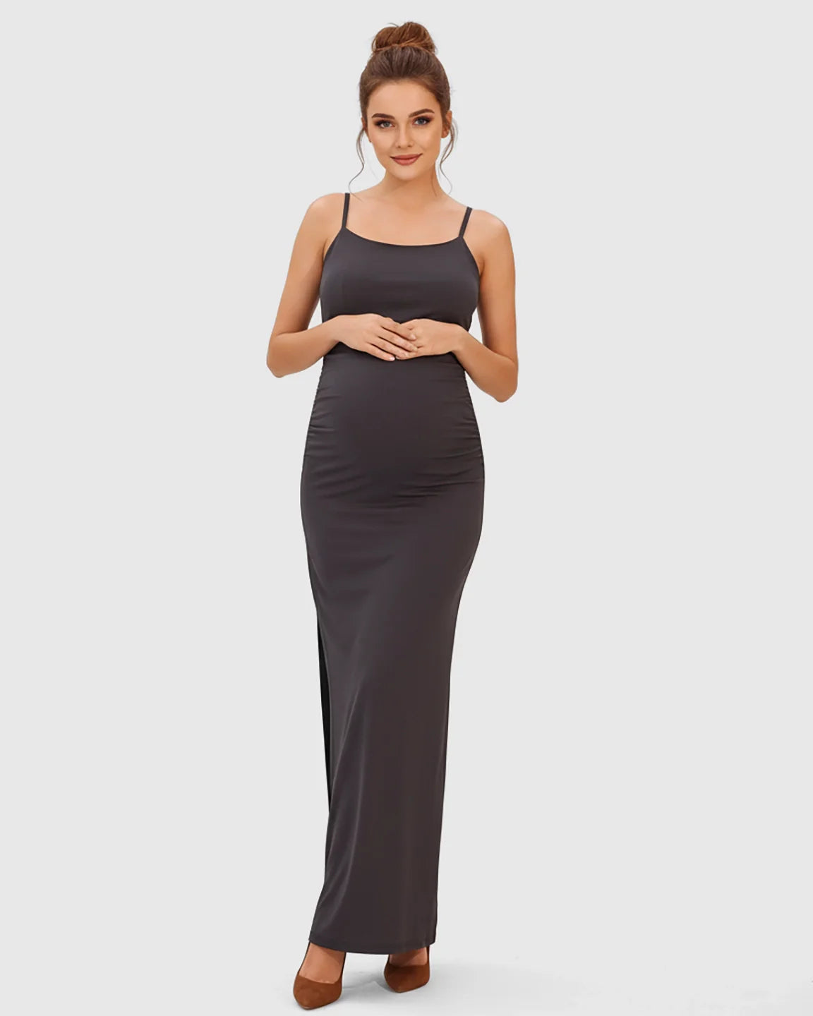 Bump Society – The Comfort Collection: Spaghetti Strap Bodycon Maternity Maxi Dress