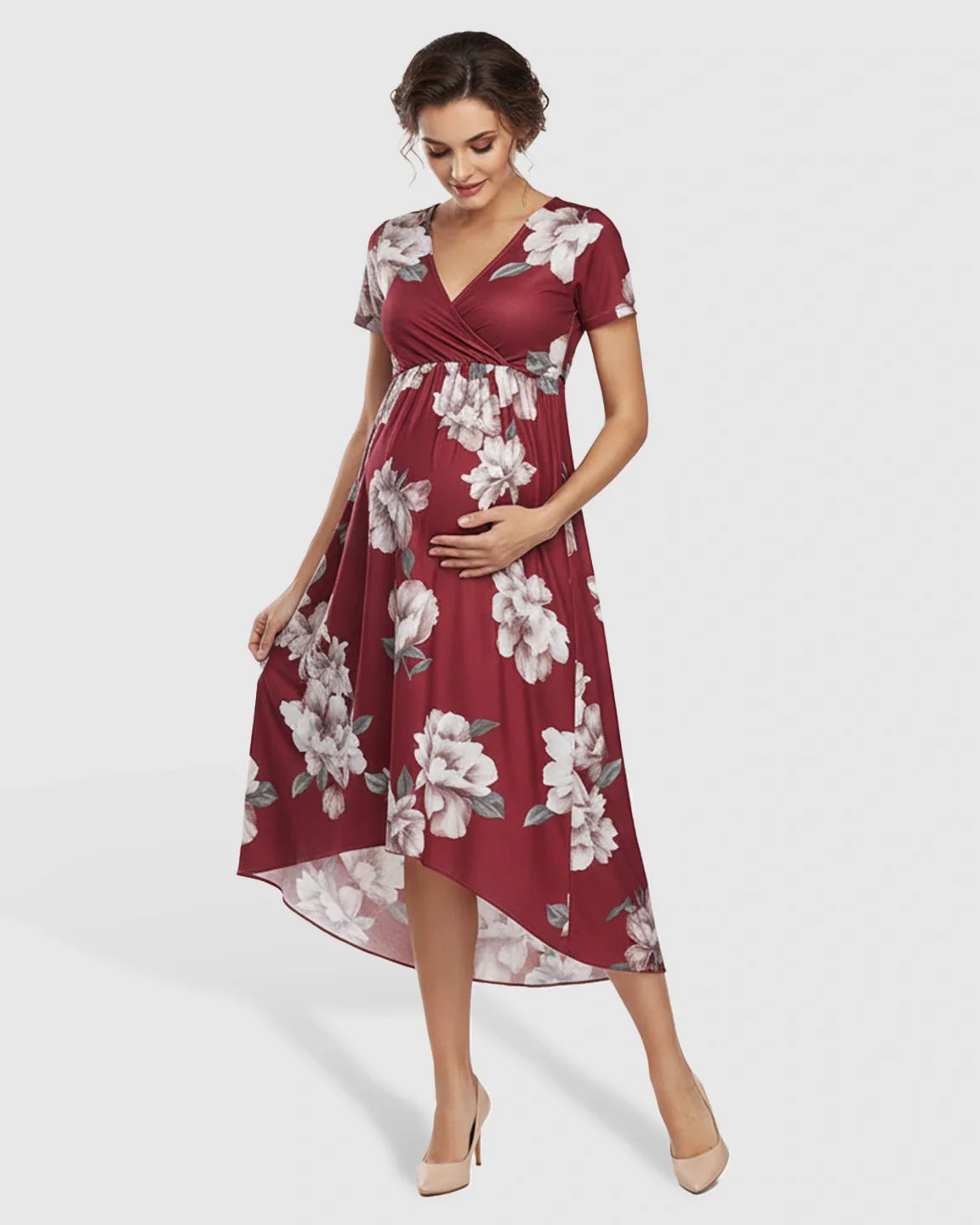 Bump Society – The Comfort Collection: Floral Print Wrap Skirt Maternity Maxi Dress